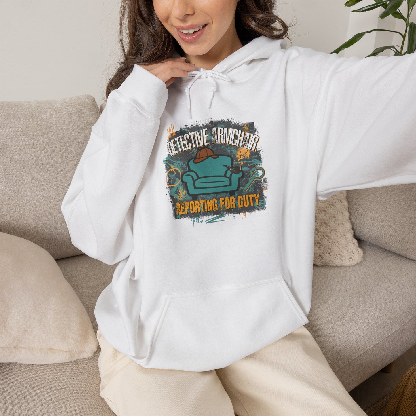 Detective Armchair Reporting for Duty Funny True Crime Pullover Hoodie