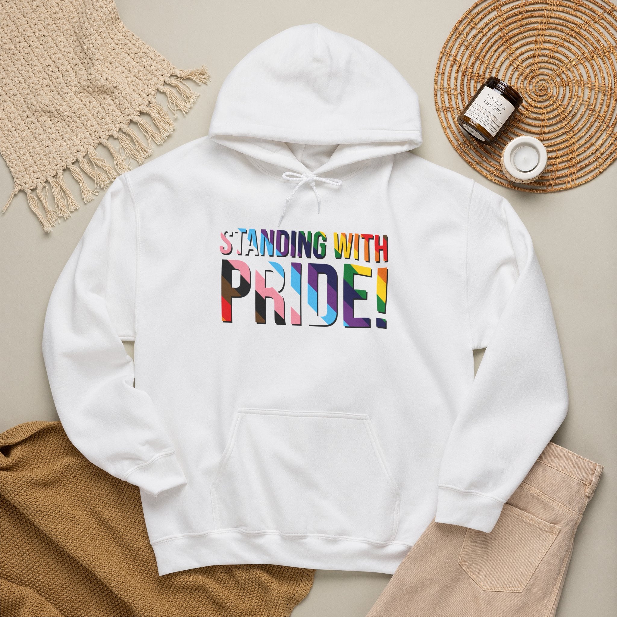 Standing With Pride Hoodie — Rainbow LGBTQ+ Ally Sweatshirt