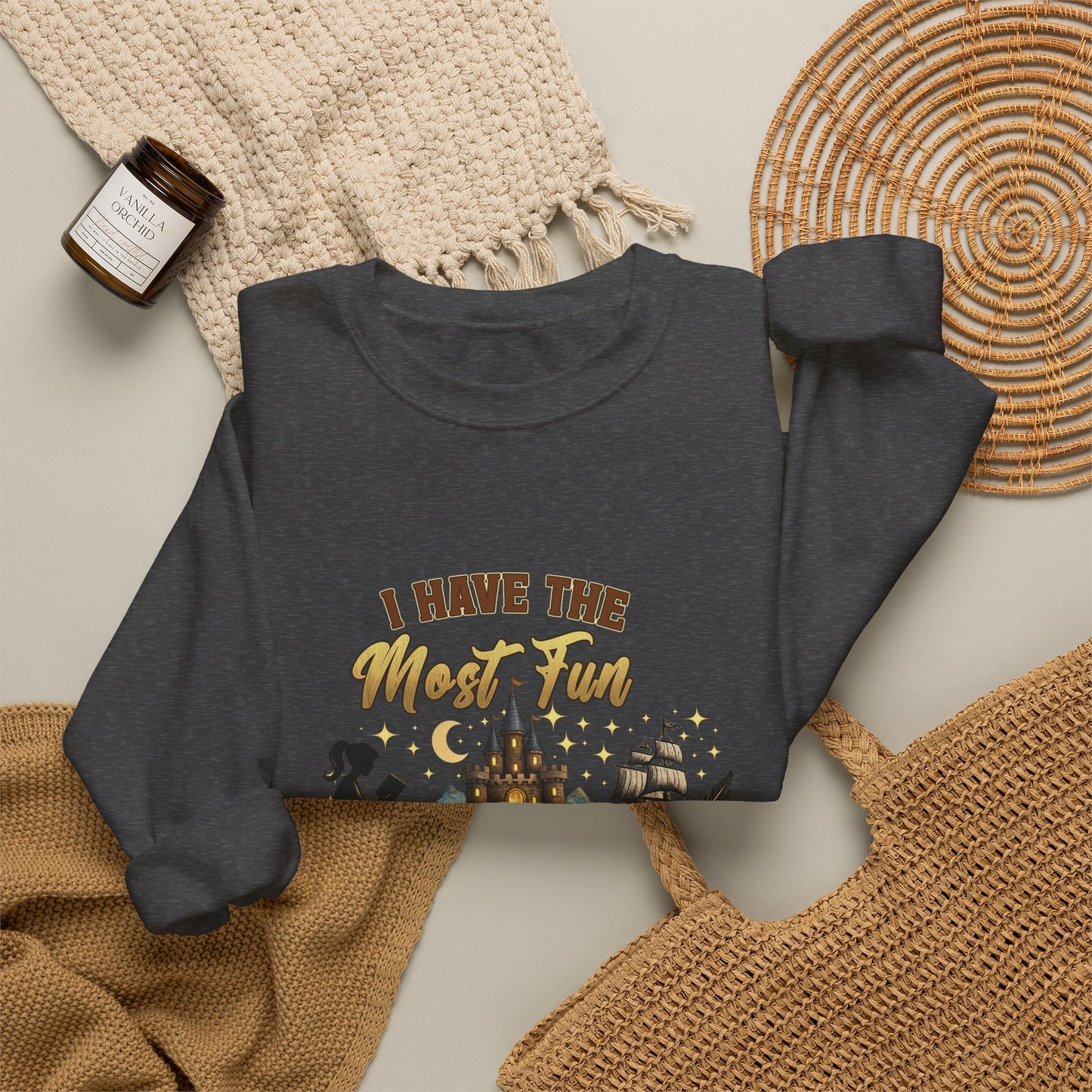 I Have the Most Fun Between the Pages Crewneck Sweatshirt | Fantasy Book Lover Pullover