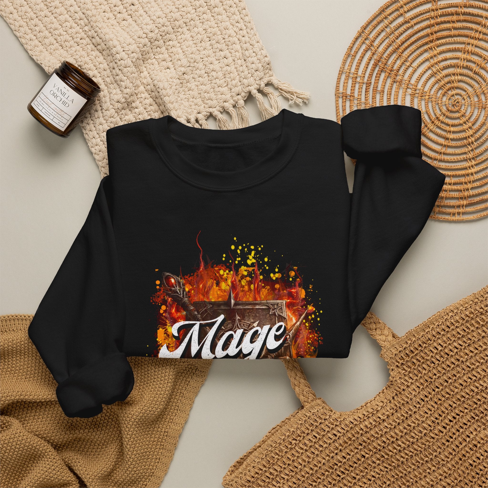 Mage Mains Crewneck Sweatshirt — "Do It With Flare" Fantasy Gamer Pullover
