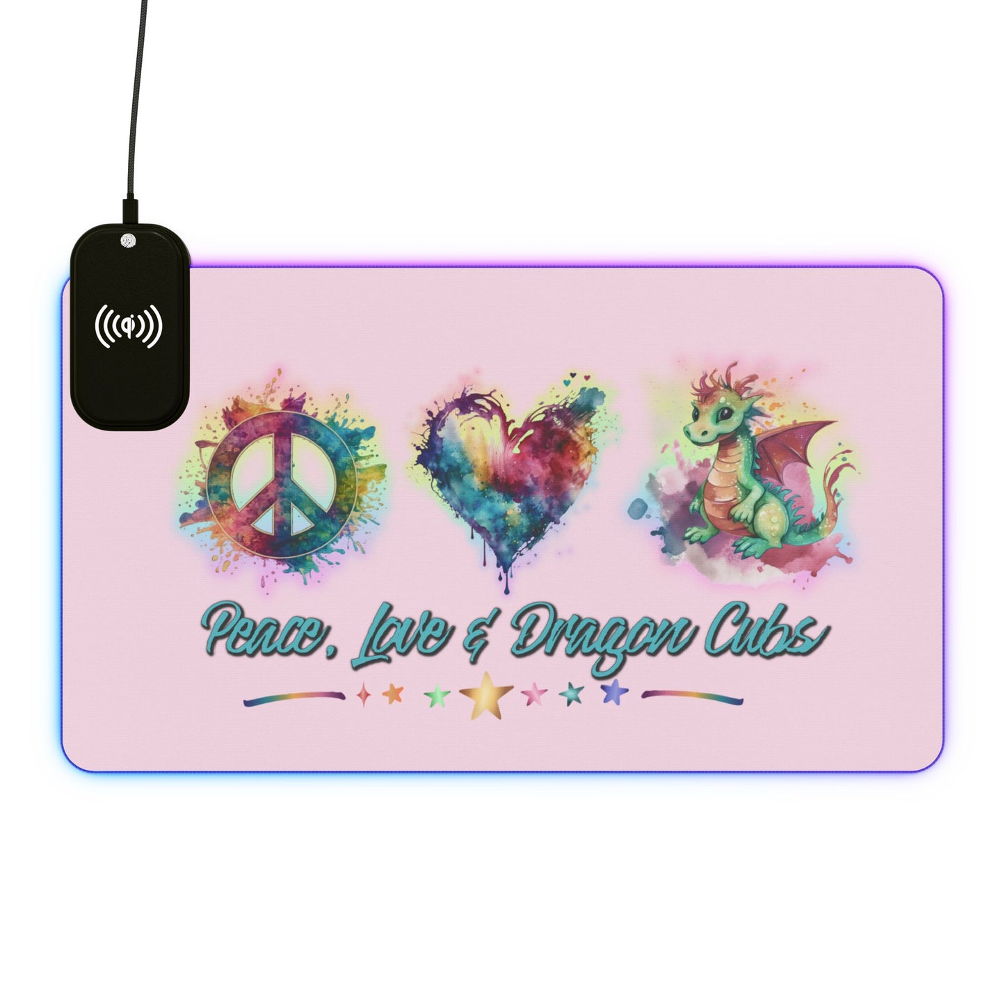Peace, Love & Dragon Cubs Extended Gaming Mouse Pad