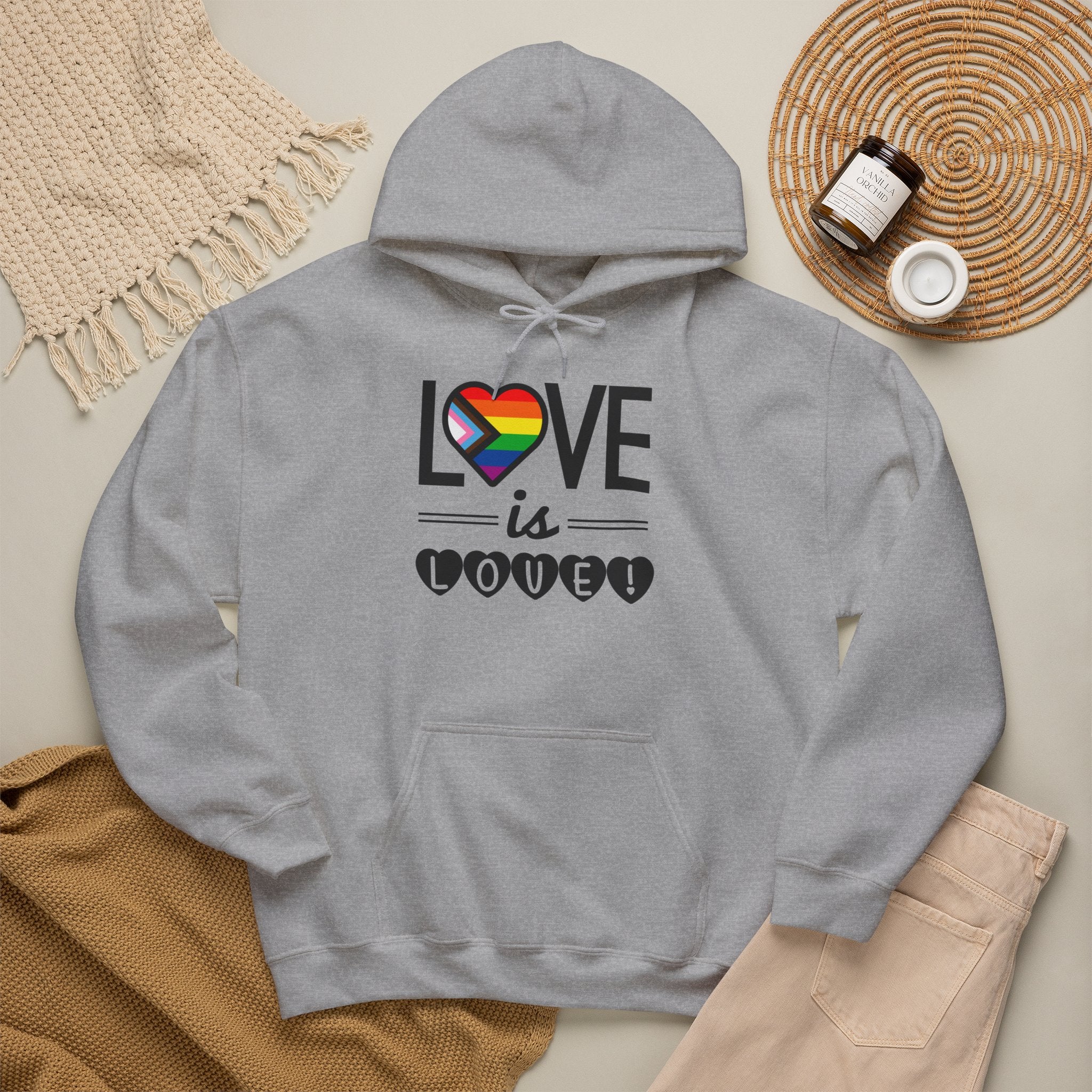 Love Is Love Hoodie — Rainbow Heart Pride Pullover