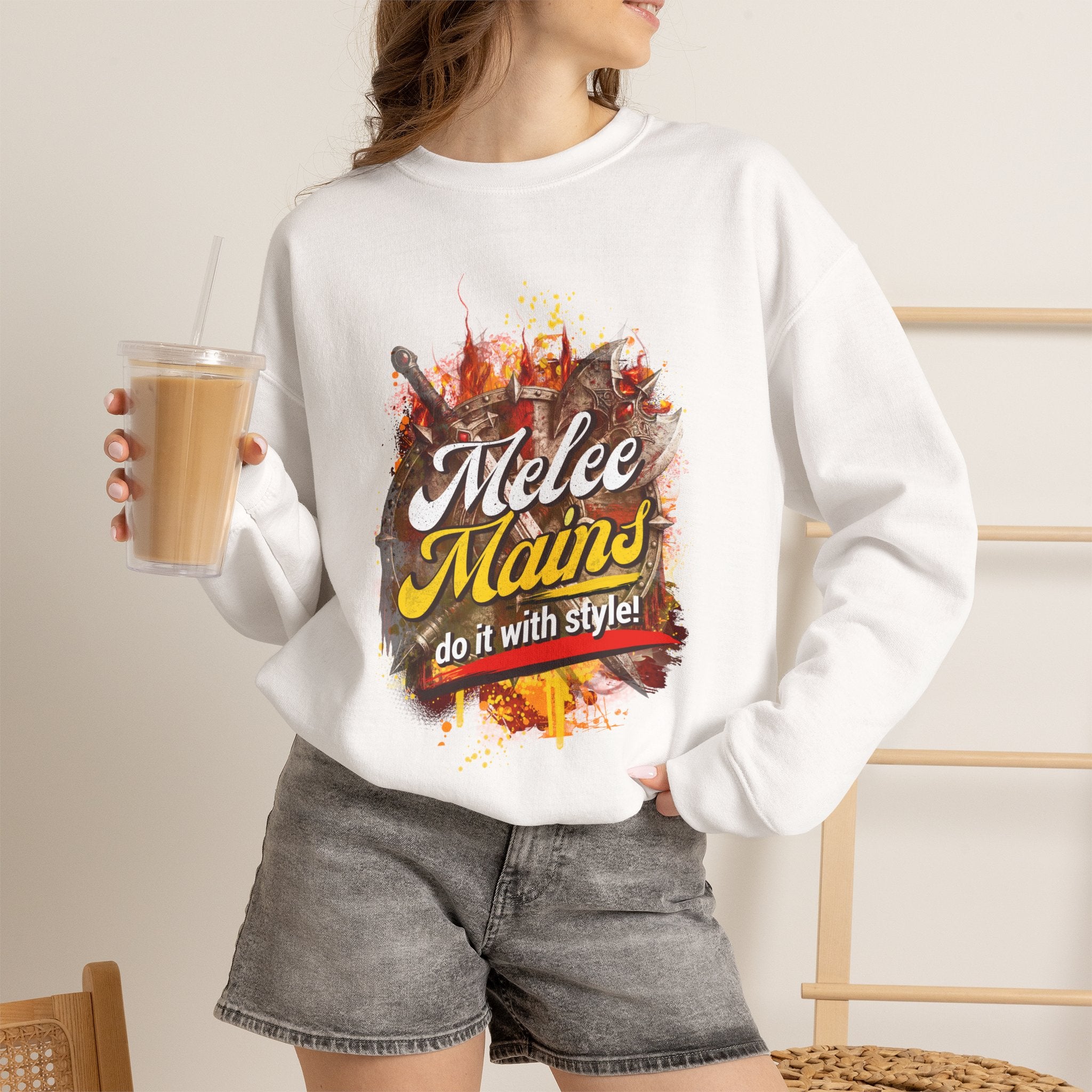Melee Mains Crewneck Sweatshirt – “Do It With Style” Gamer Graphic Pullover