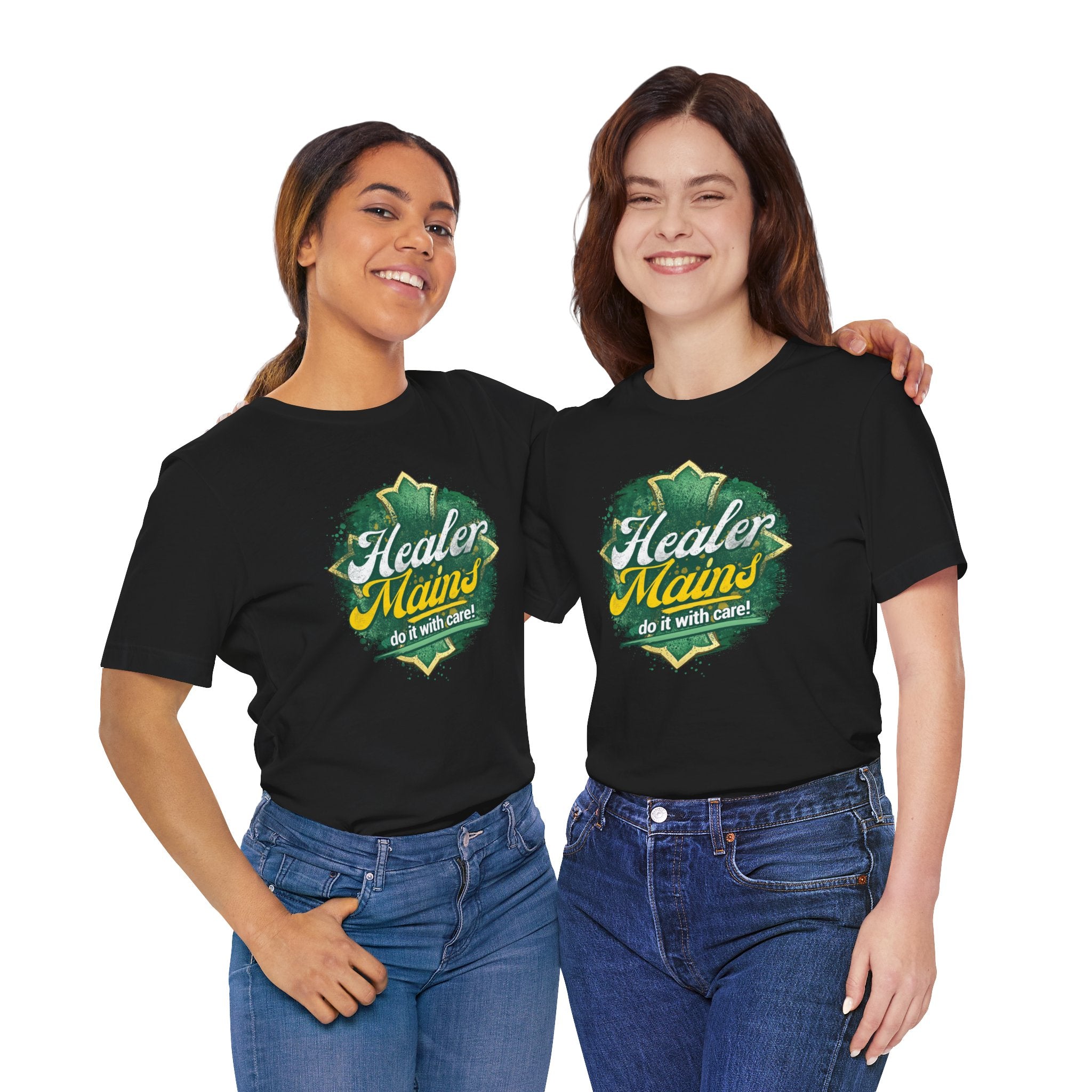 Healer Mains T-Shirt – “Do It With Care” Gamer Healer Tee