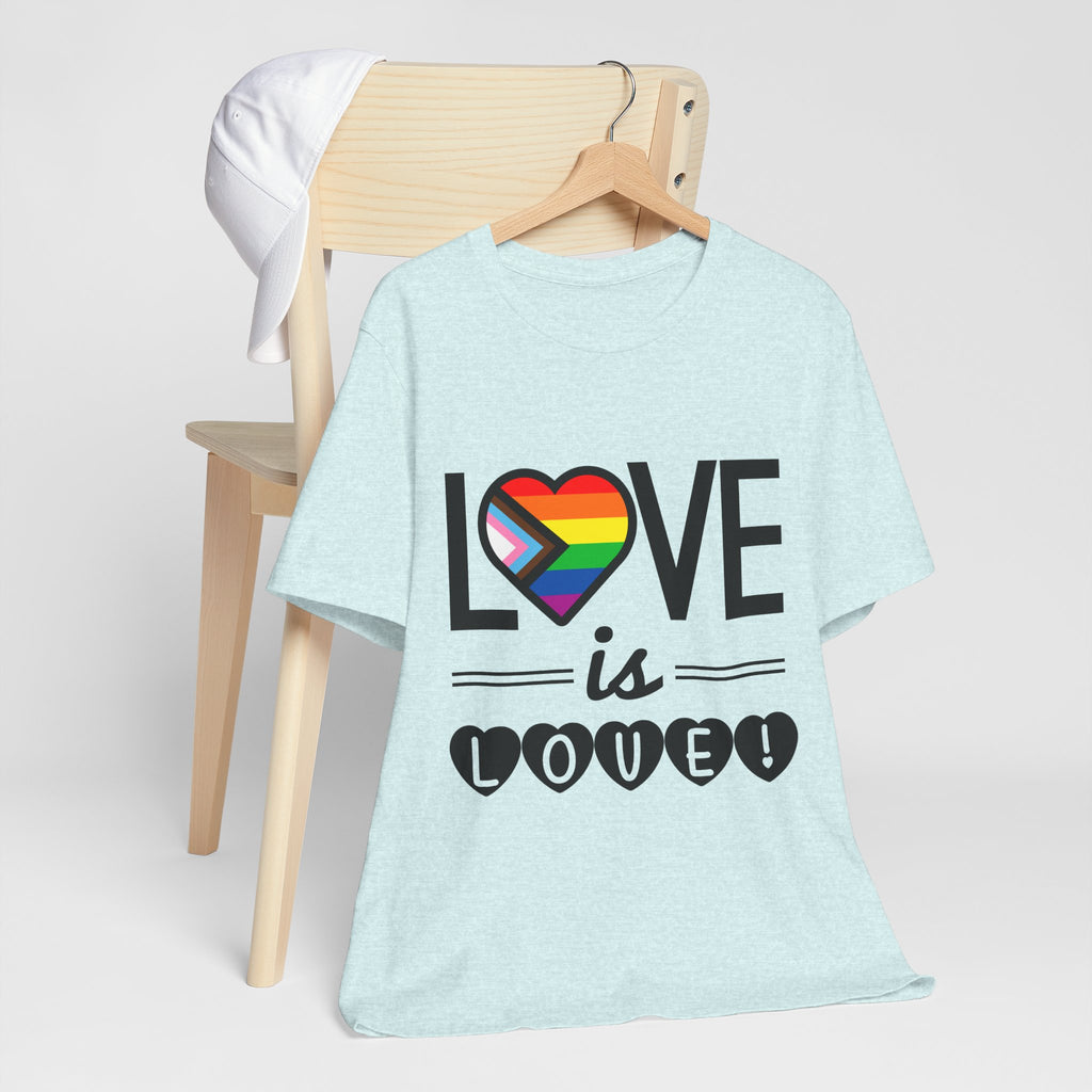 Love Is Love T-Shirt — Rainbow Heart Pride Tee