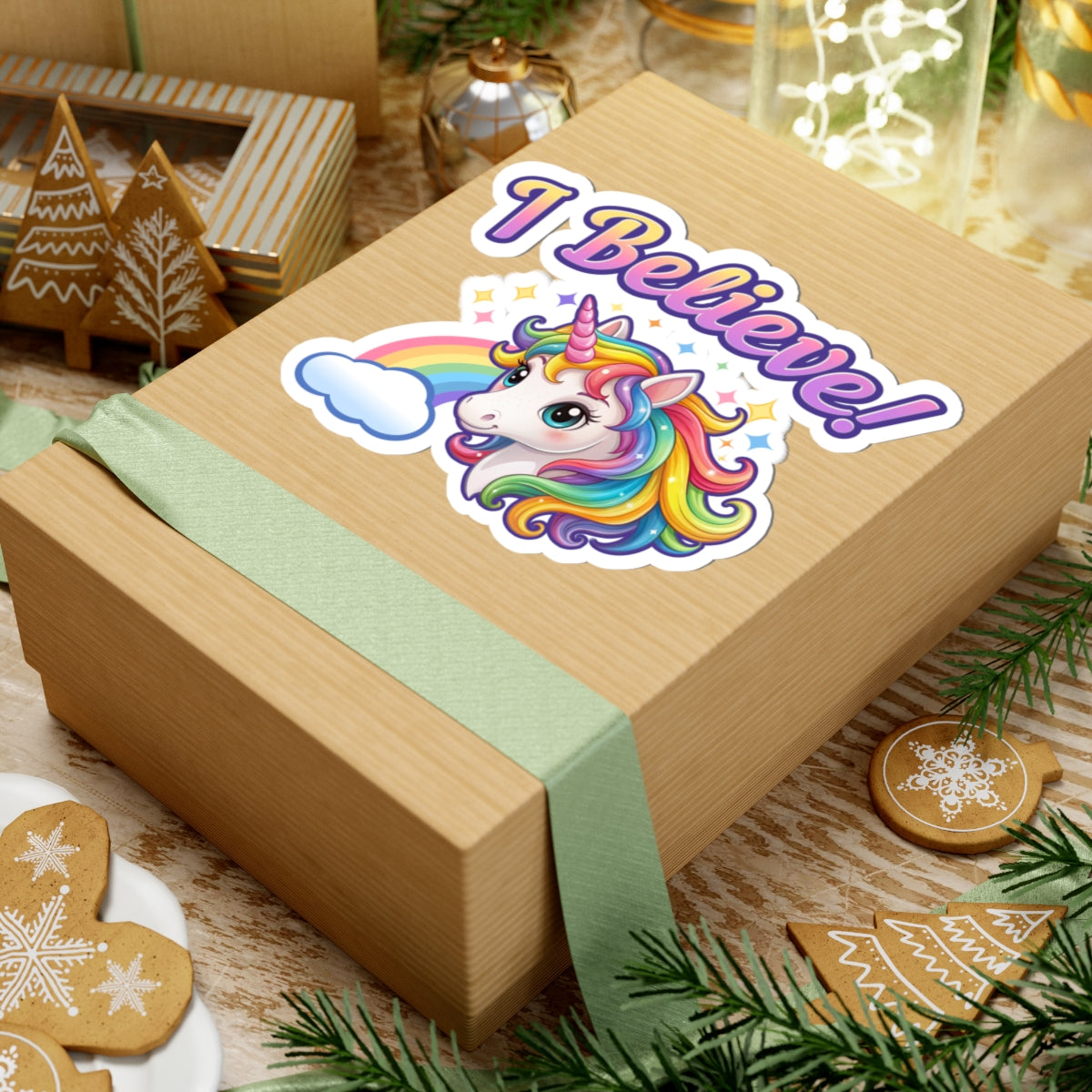 I Believe! Unicorn Vinyl Sticker | Colorful Fantasy Mythical Creature Decal