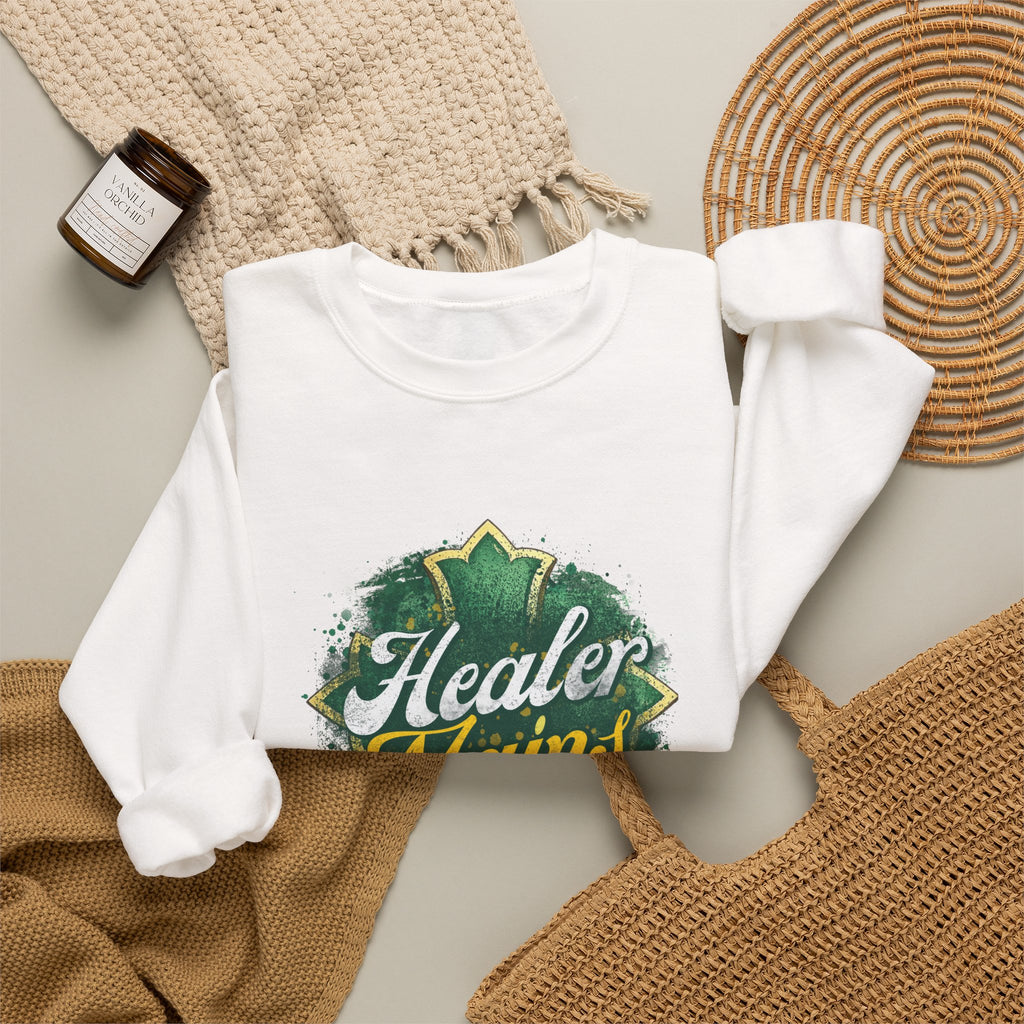 Healer Mains Crewneck Sweatshirt — Gamer RPG Healing Support Tee