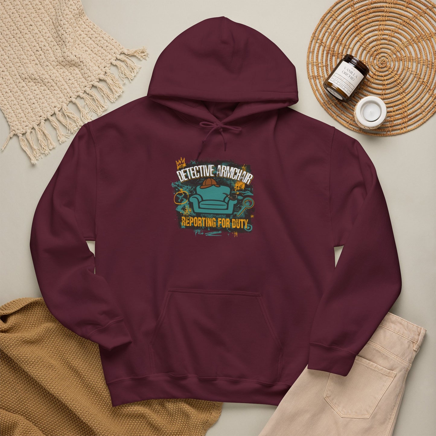 Detective Armchair Reporting for Duty Funny True Crime Pullover Hoodie