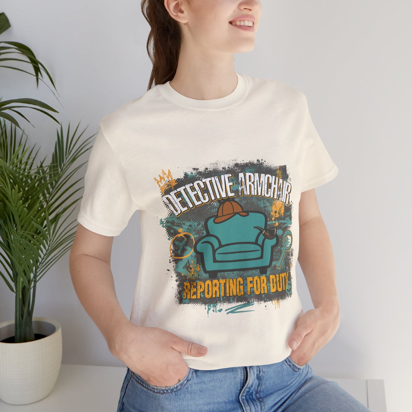 Detective Armchair Reporting for Duty Funny True Crime Graphic T-Shirt