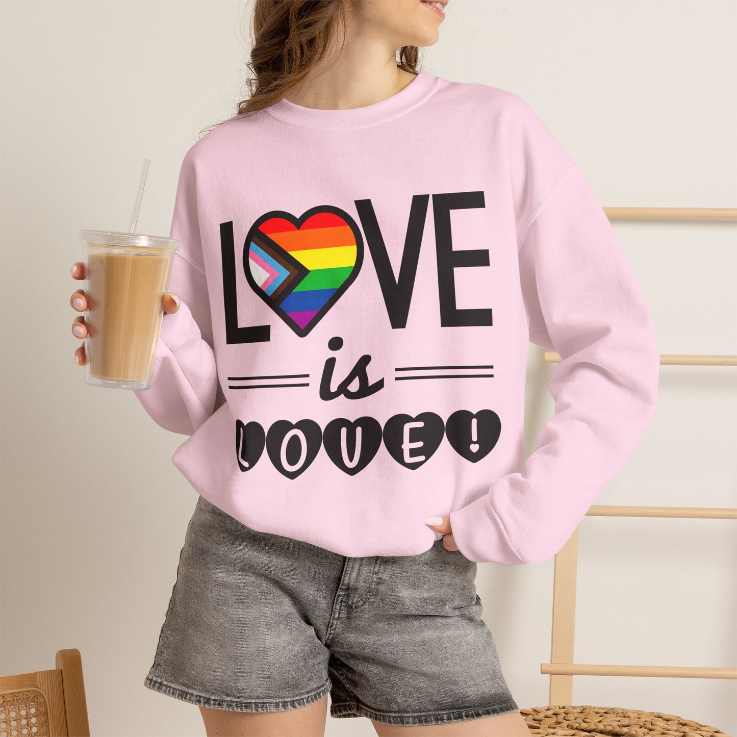 Love Is Love Sweatshirt — Rainbow Heart Pride Crewneck