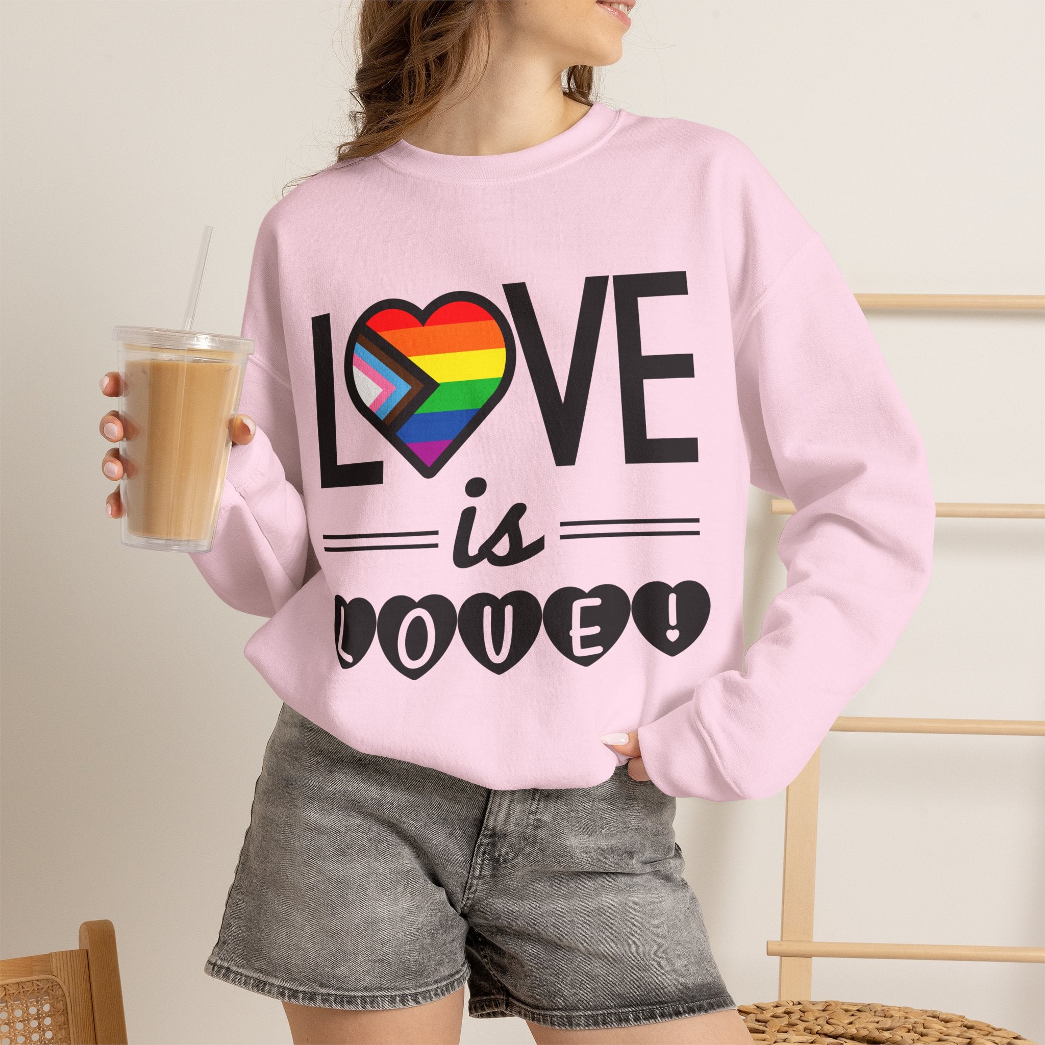Love Is Love Sweatshirt — Rainbow Heart Pride Crewneck