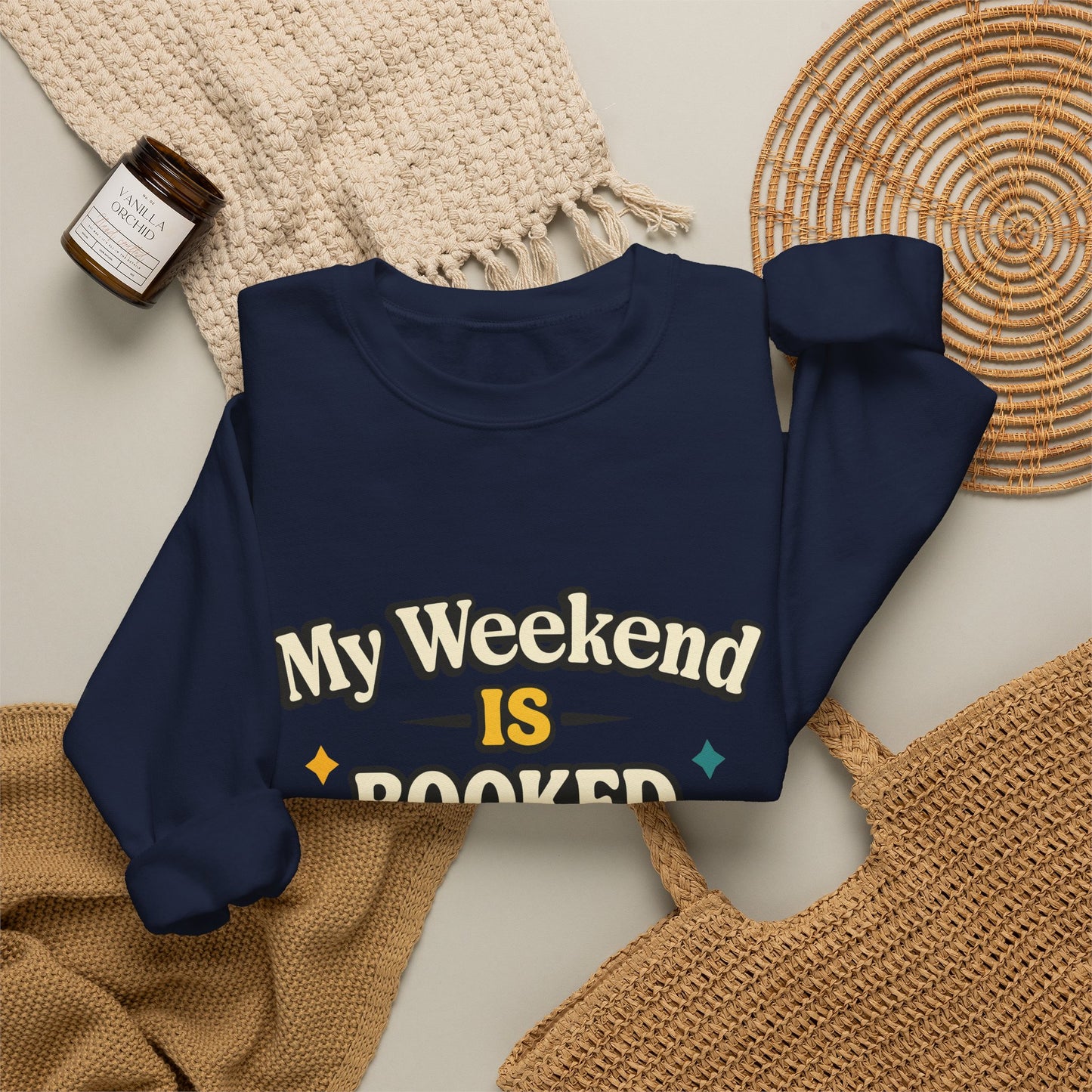 My Weekend Is Booked | Cute Book Dragon Cozy Crewneck Sweatshirt