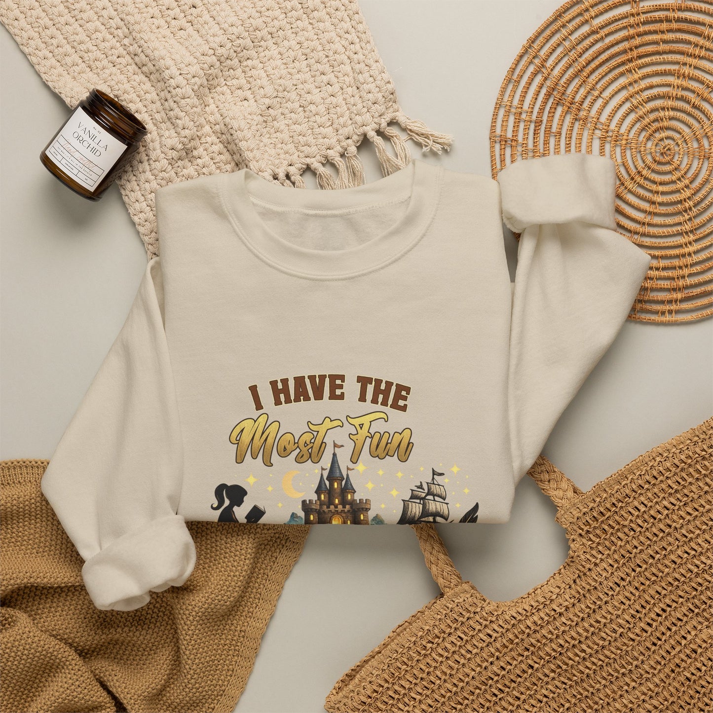 I Have the Most Fun Between the Pages Crewneck Sweatshirt | Fantasy Book Lover Pullover