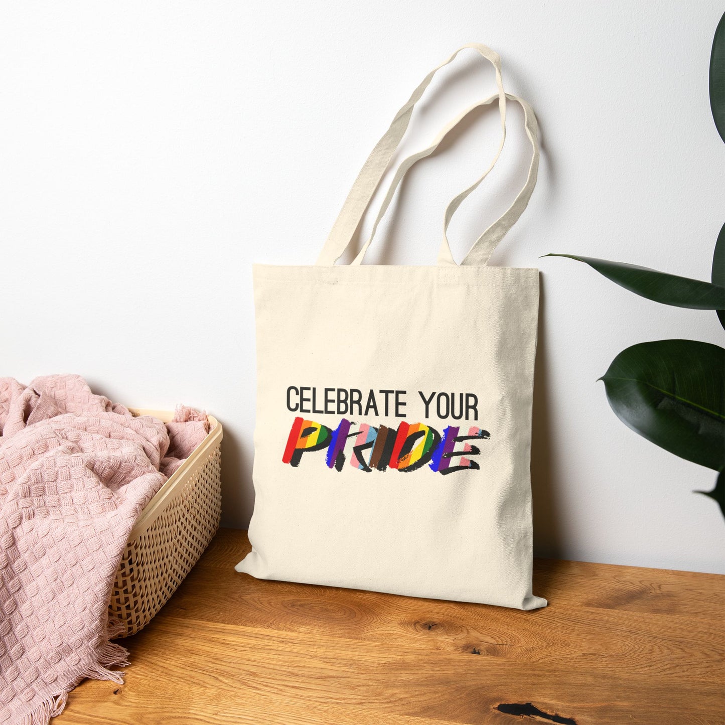 Tote | "Celebrate Your Pride" Rainbow Canvas Tote Bag