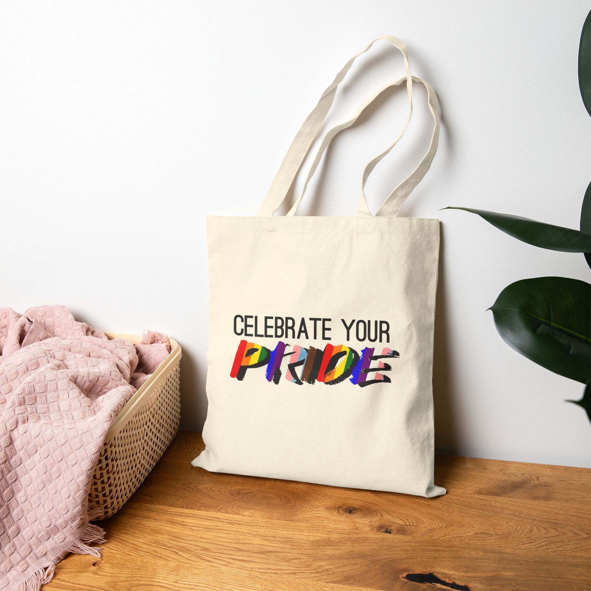 Tote — "Celebrate Your Pride" Rainbow Canvas Tote Bag