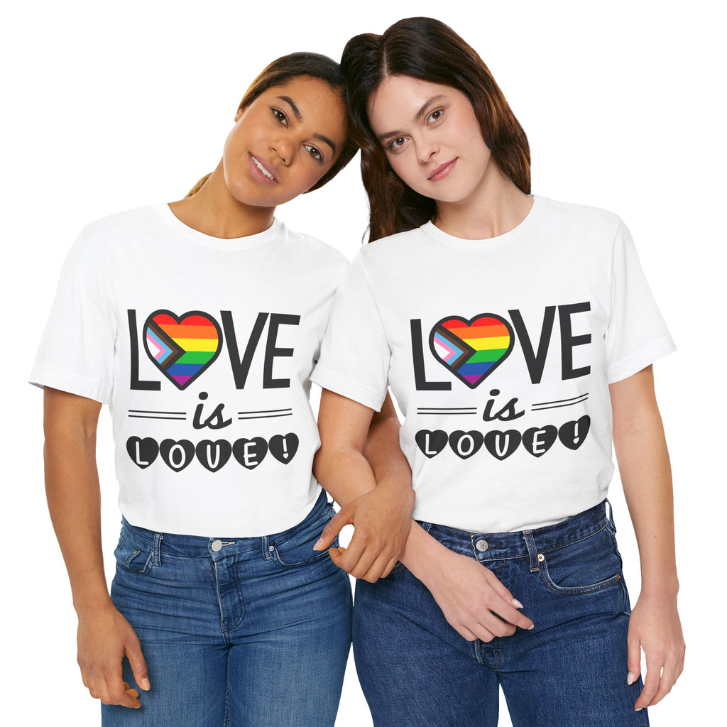 Love Is Love T-Shirt — Rainbow Heart Pride Tee