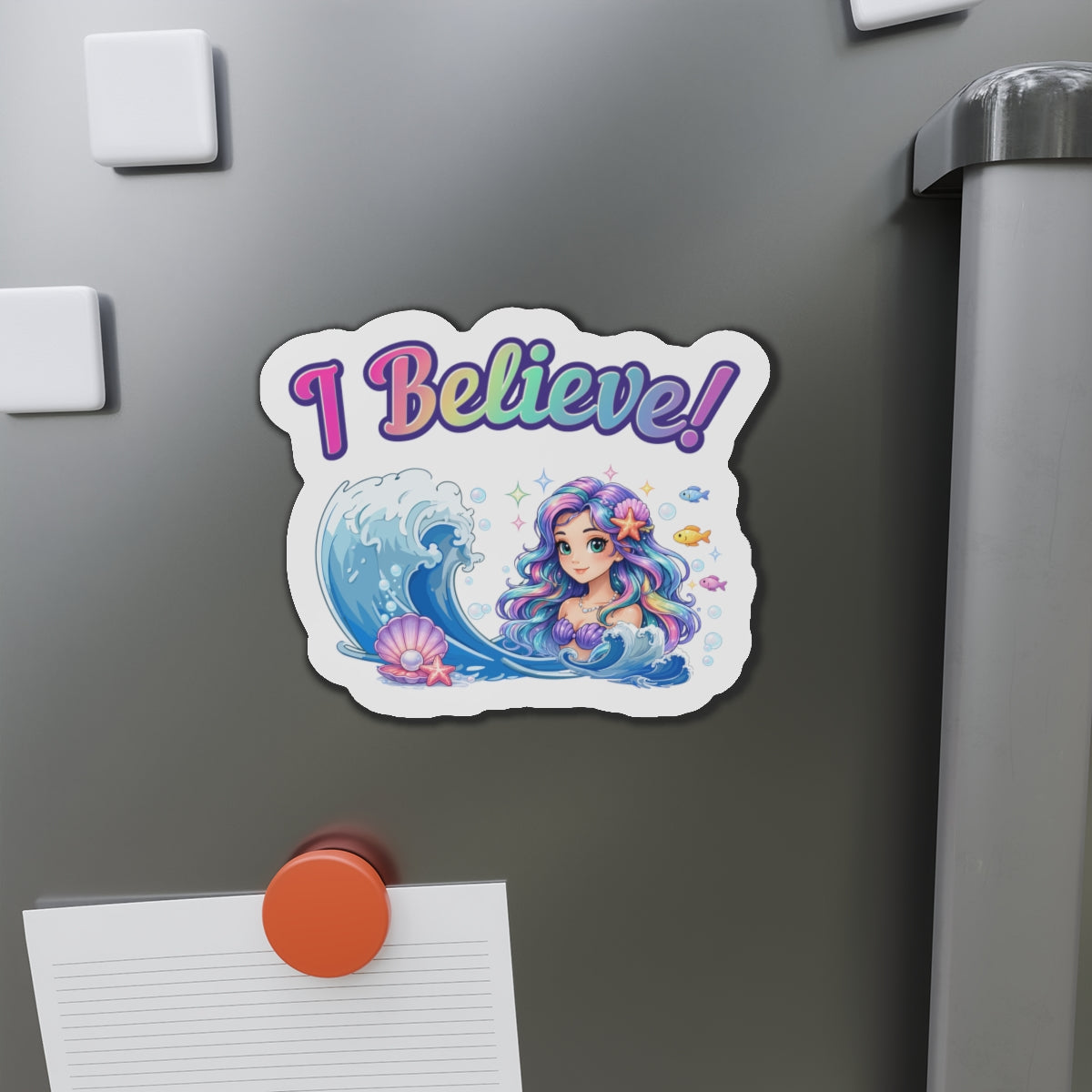 I Believe Mermaid Fantasy Die-Cut Magnet