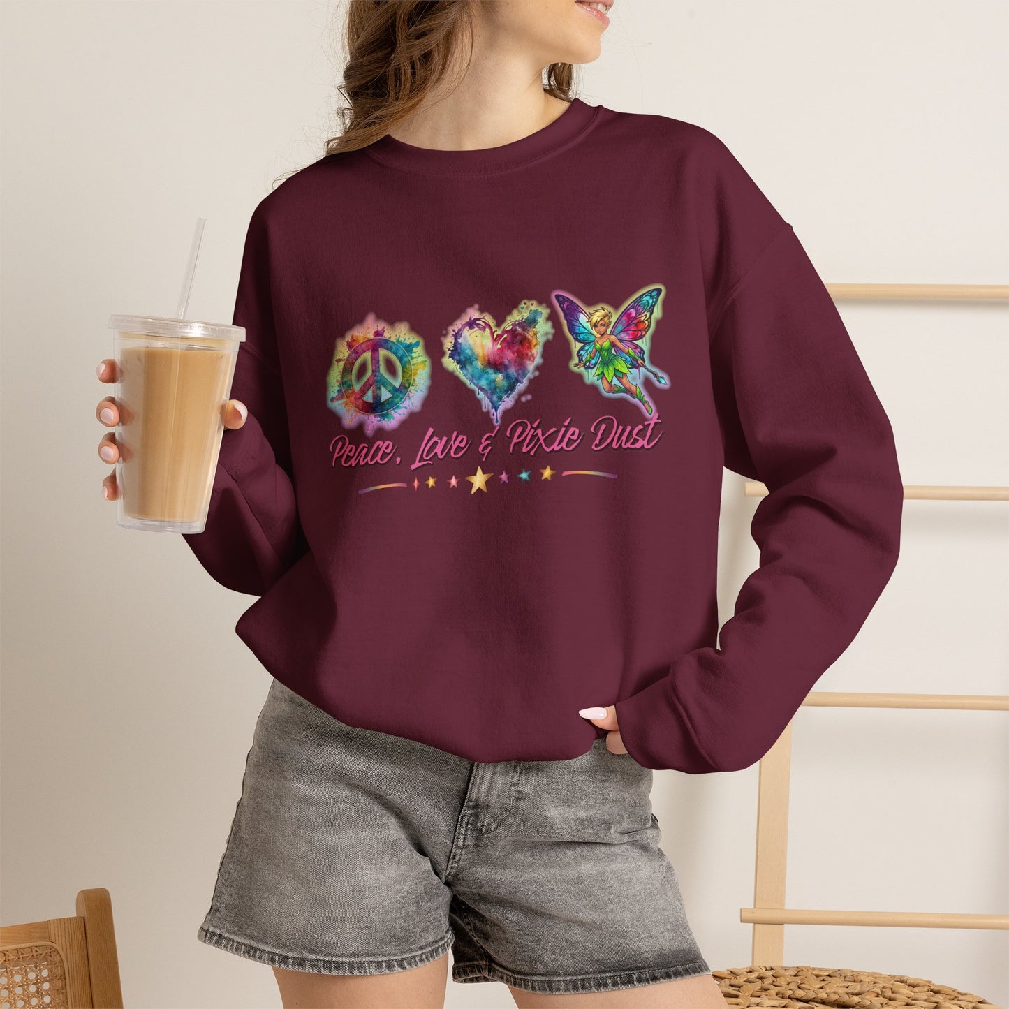 Peace, Love & Pixie Dust Fantasy Crewneck Sweatshirt
