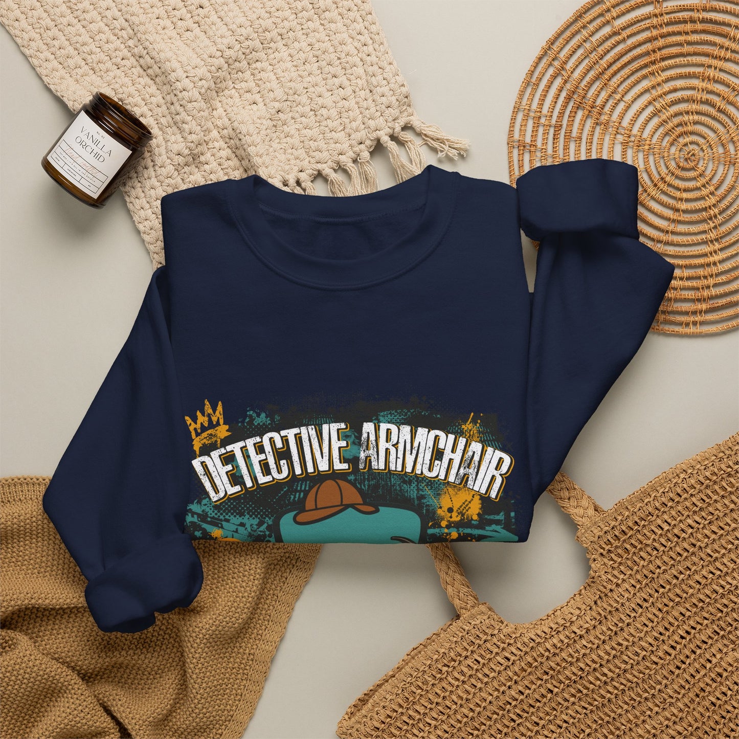 Detective Armchair Reporting for Duty Funny True Crime Crewneck Sweatshirt