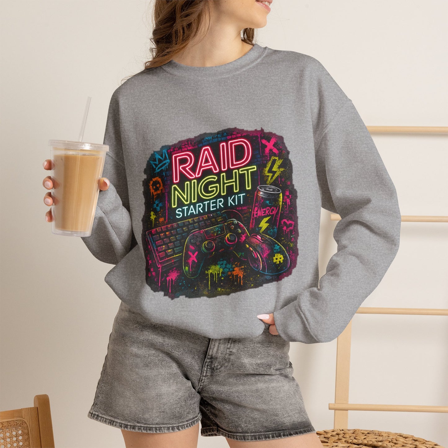 Raid Night Starter Kit | Retro Neon Gamer Sweatshirt