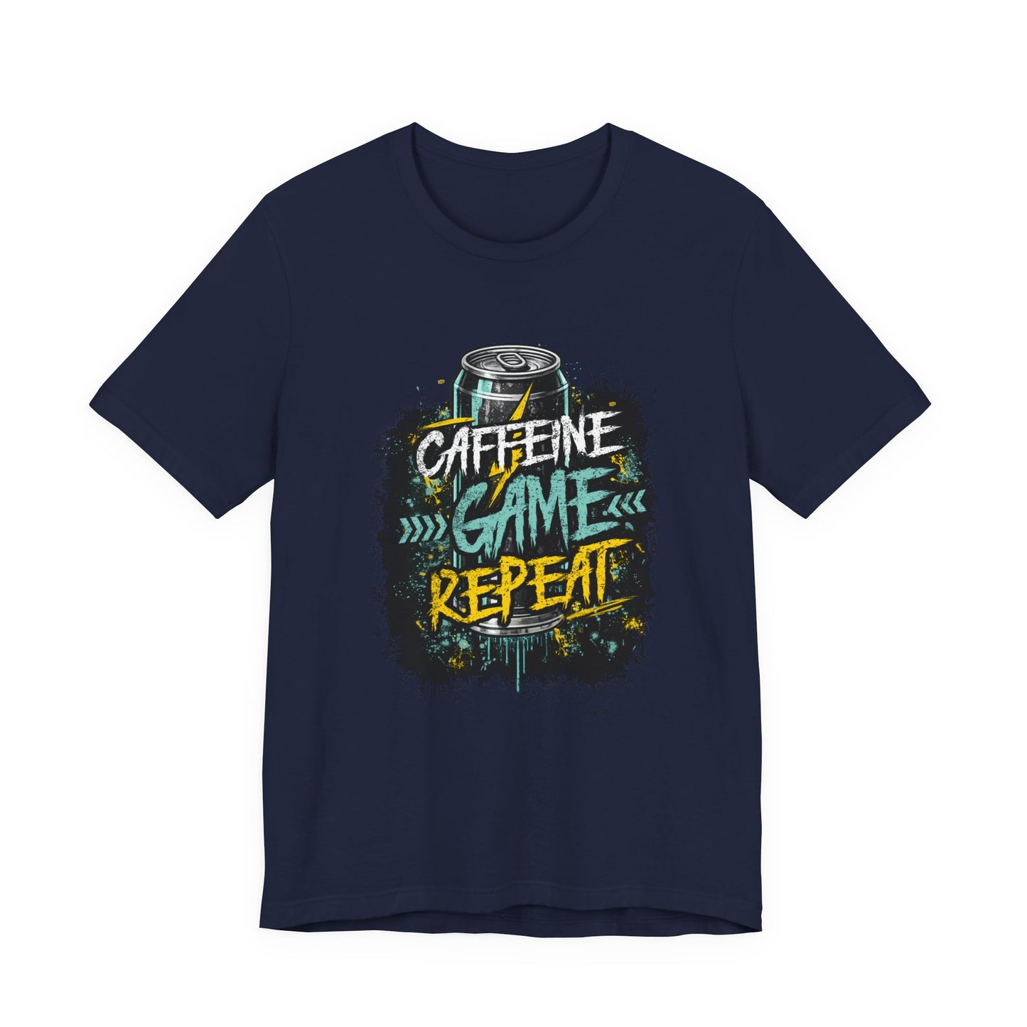 Caffeine Game Repeat T‑Shirt — Gamer Coffee Tee for Streamers & PC Players