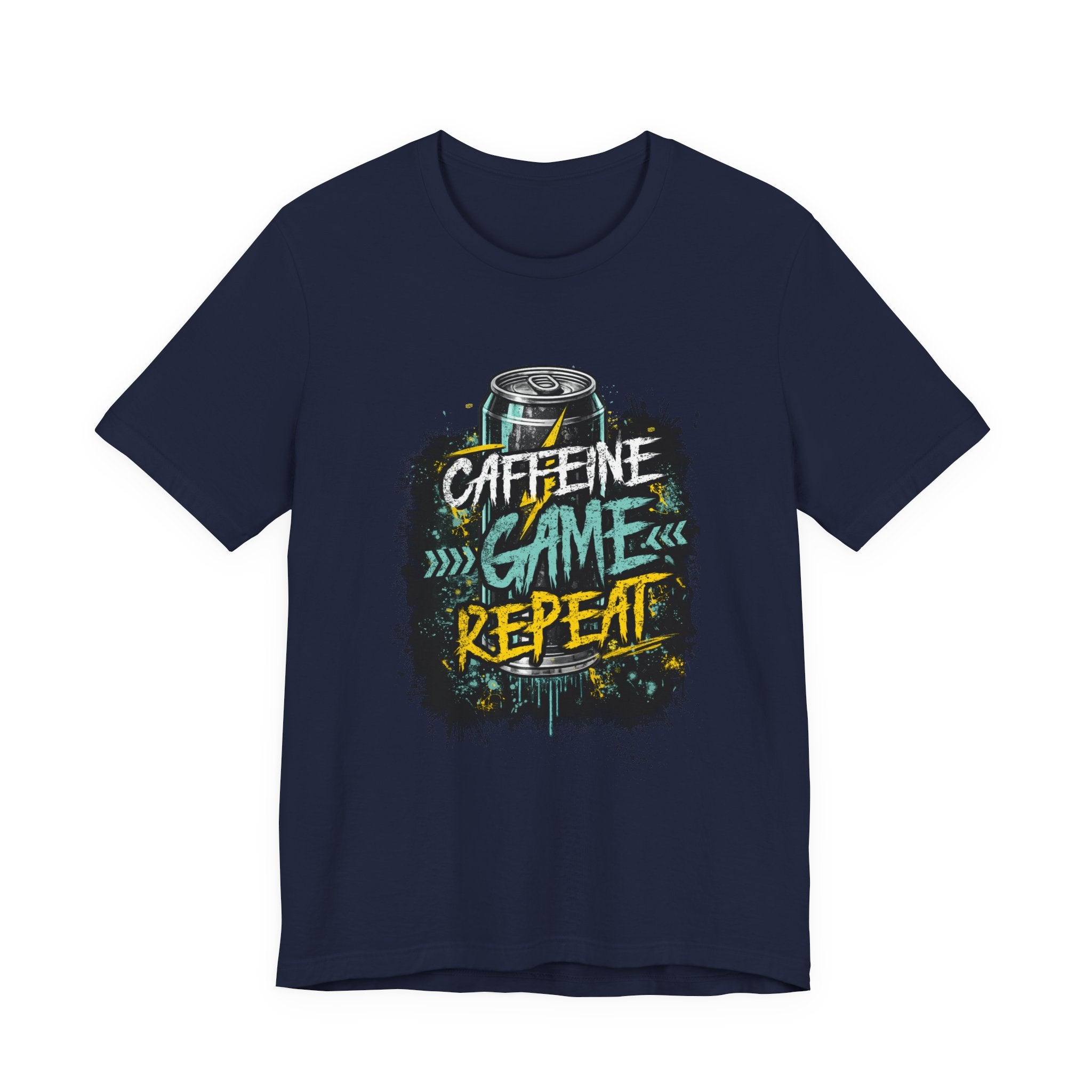 Caffeine Game Repeat T‑Shirt — Gamer Coffee Tee for Streamers & PC Players
