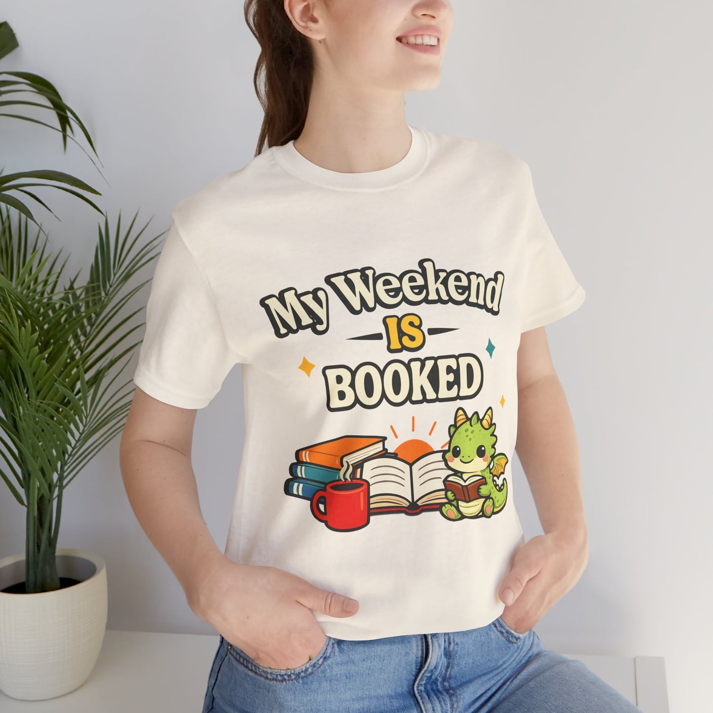 My Weekend Is Booked Cute Book Dragon Reading T-Shirt