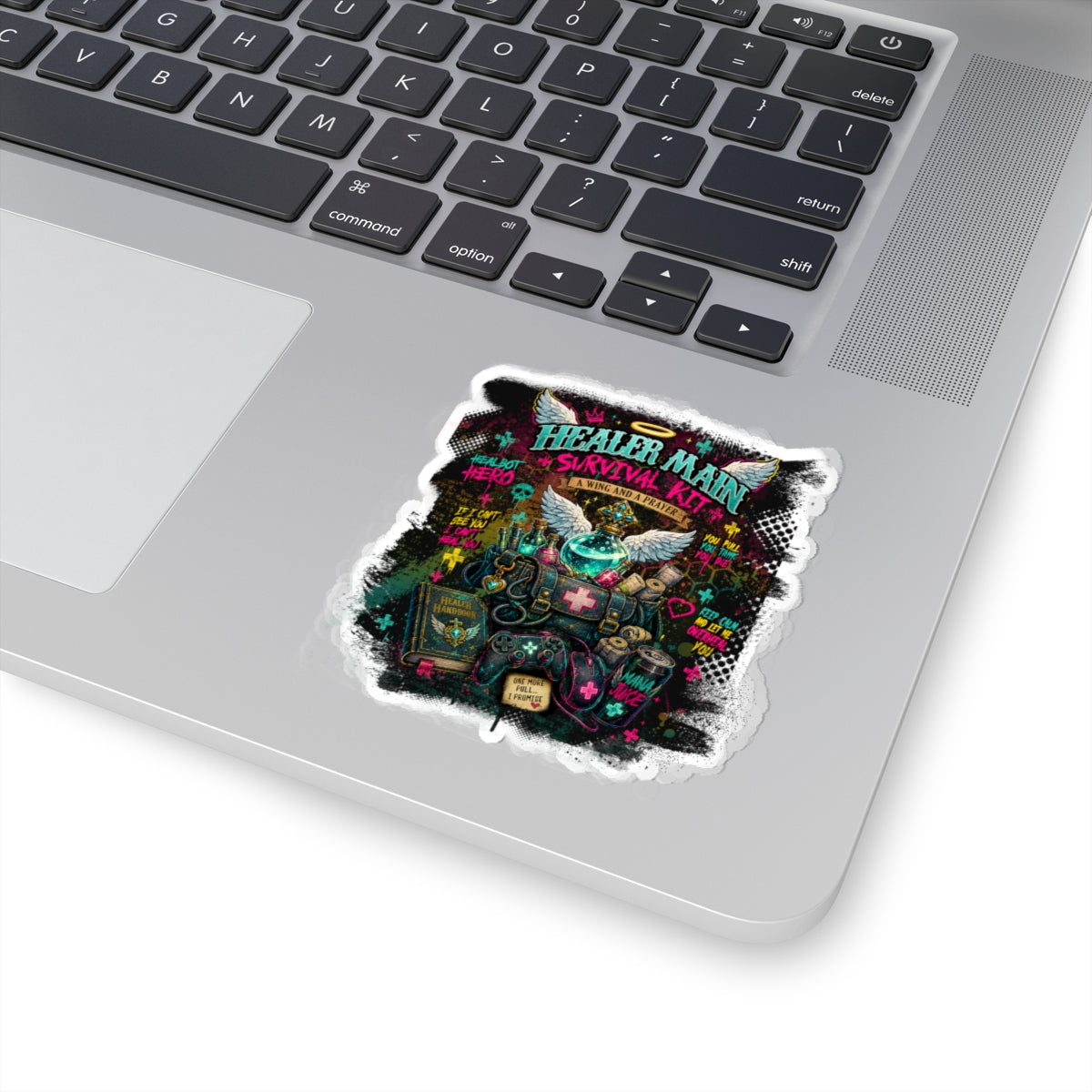 Healer Main Survival Kit | Retro Neon Gamer Vinyl Sticker