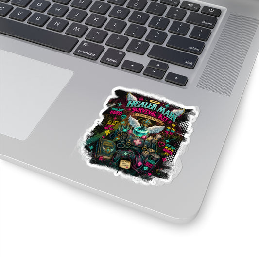 Healer Main Survival Kit | Retro Neon Gamer Vinyl Sticker