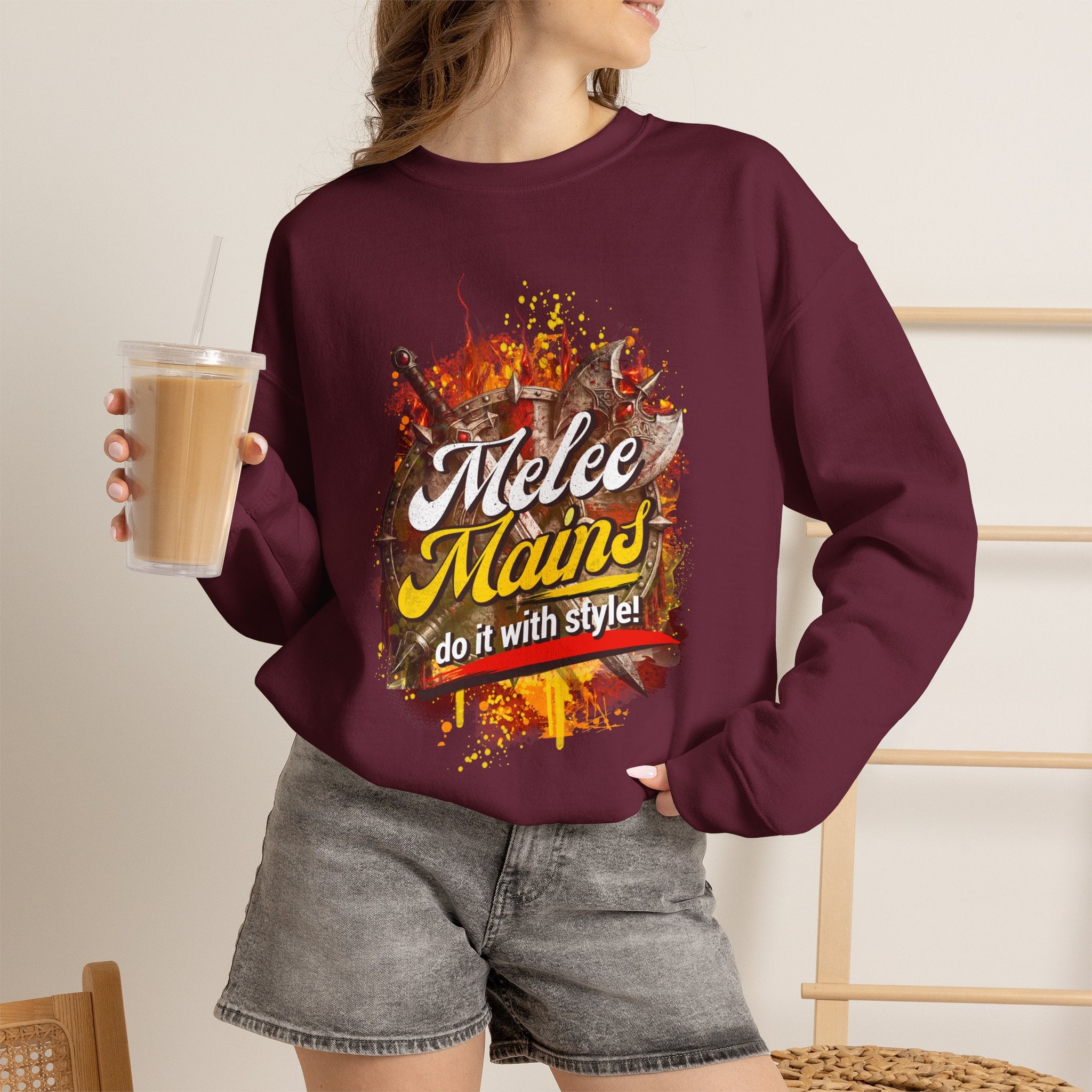 Melee Mains Crewneck Sweatshirt – “Do It With Style” Gamer Graphic Pullover