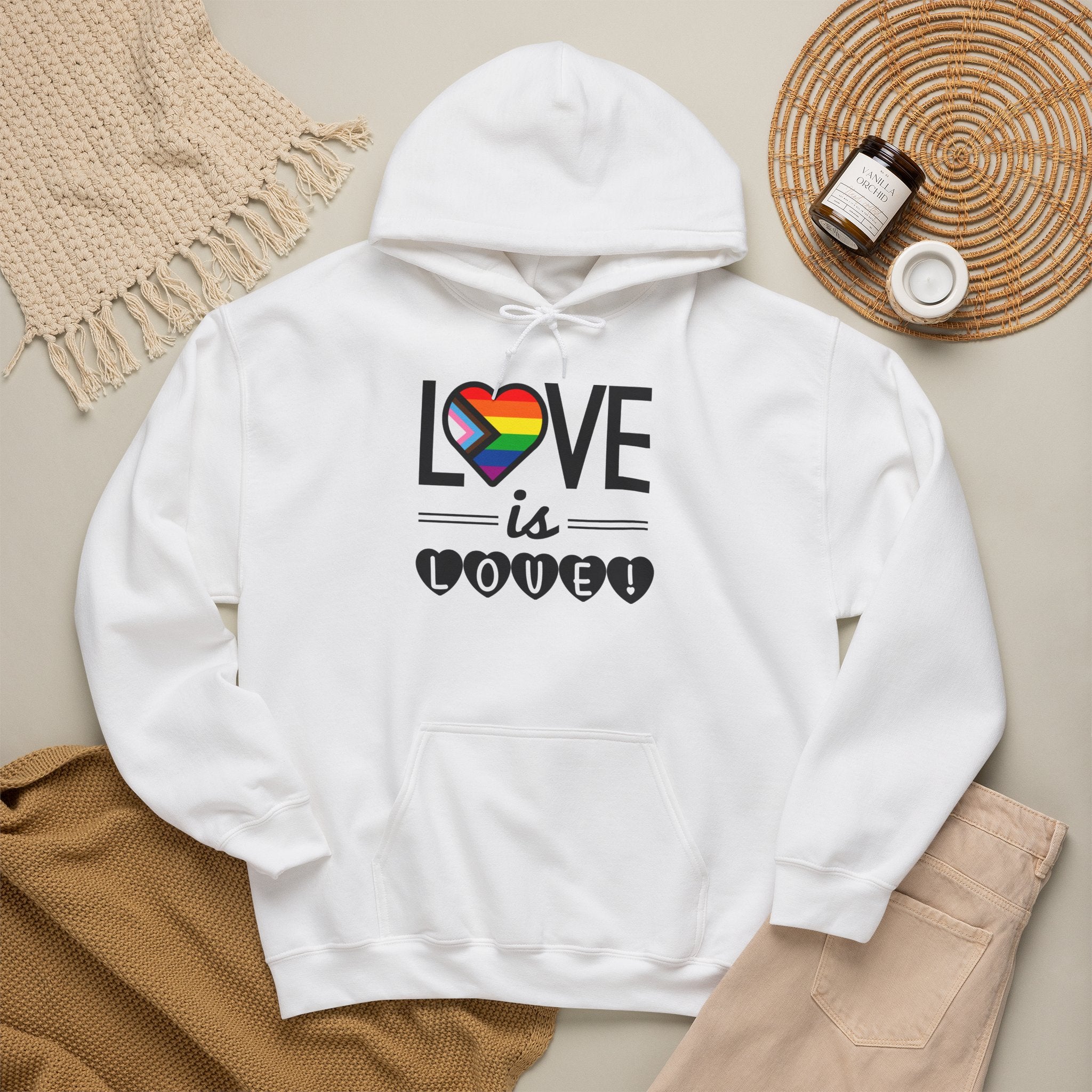 Love Is Love Hoodie — Rainbow Heart Pride Pullover
