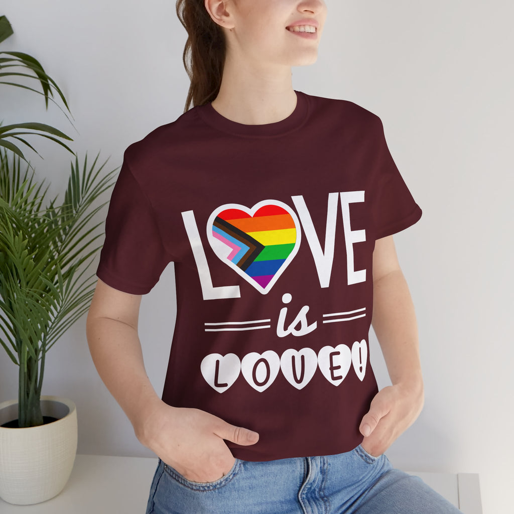 Love Is Love T-Shirt — Rainbow Heart Pride Tee