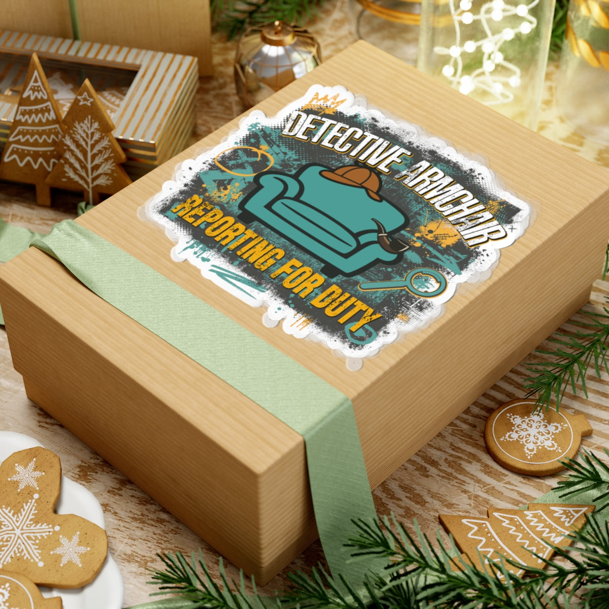 Detective Armchair Reporting for Duty Funny True Crime Vinyl Sticker