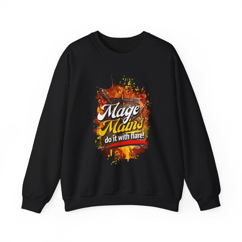 Mage Mains Crewneck Sweatshirt — "Do It With Flare" Fantasy Gamer Pullover
