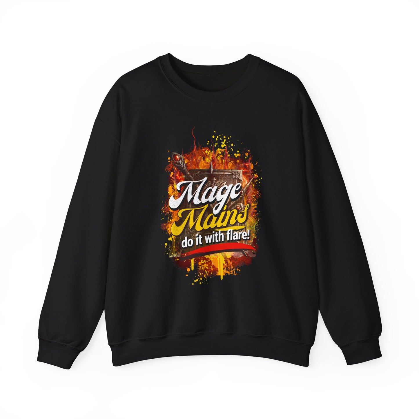 Mage Mains Crewneck Sweatshirt — "Do It With Flare" Fantasy Gamer Pullover