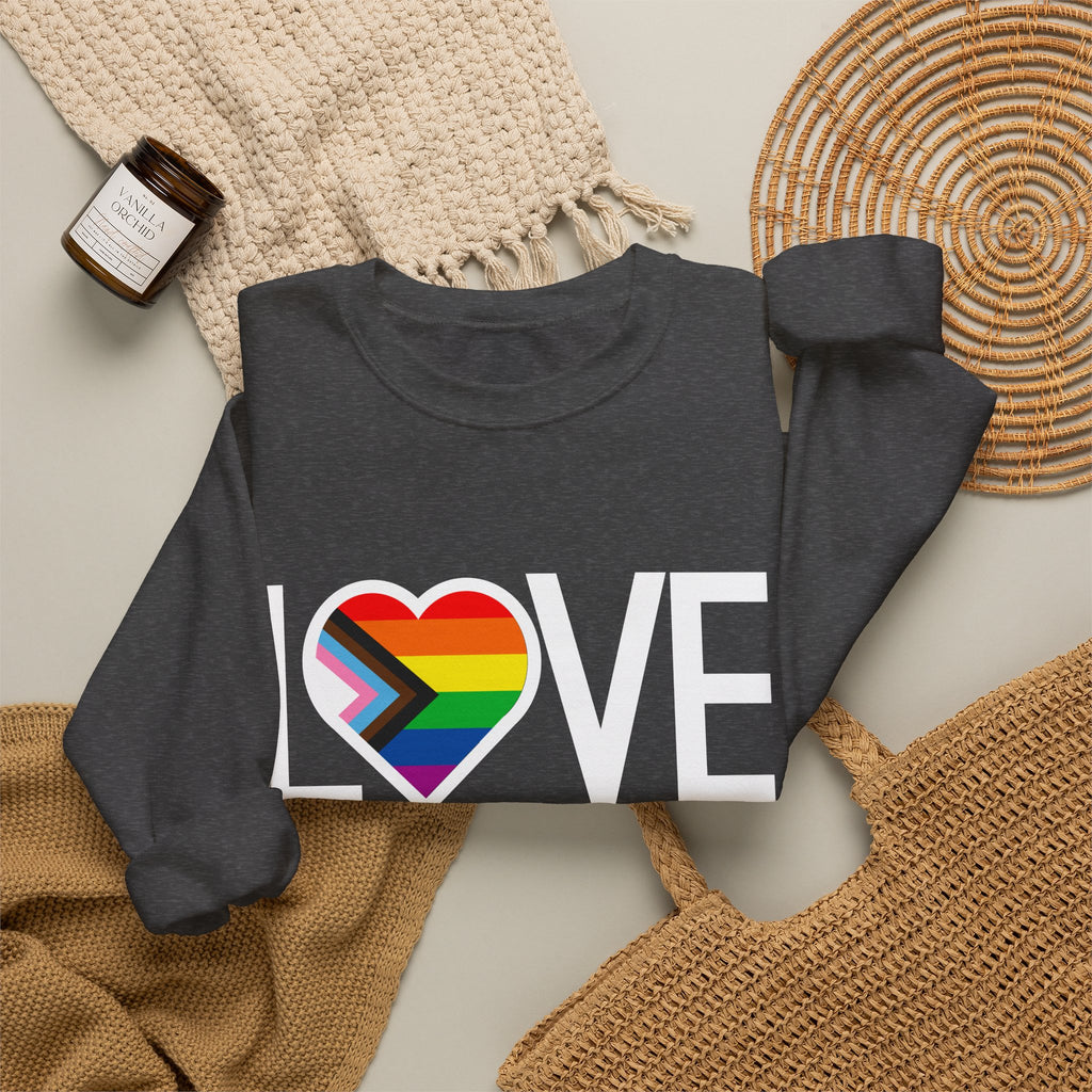 Love Is Love Sweatshirt — Rainbow Heart Pride Crewneck