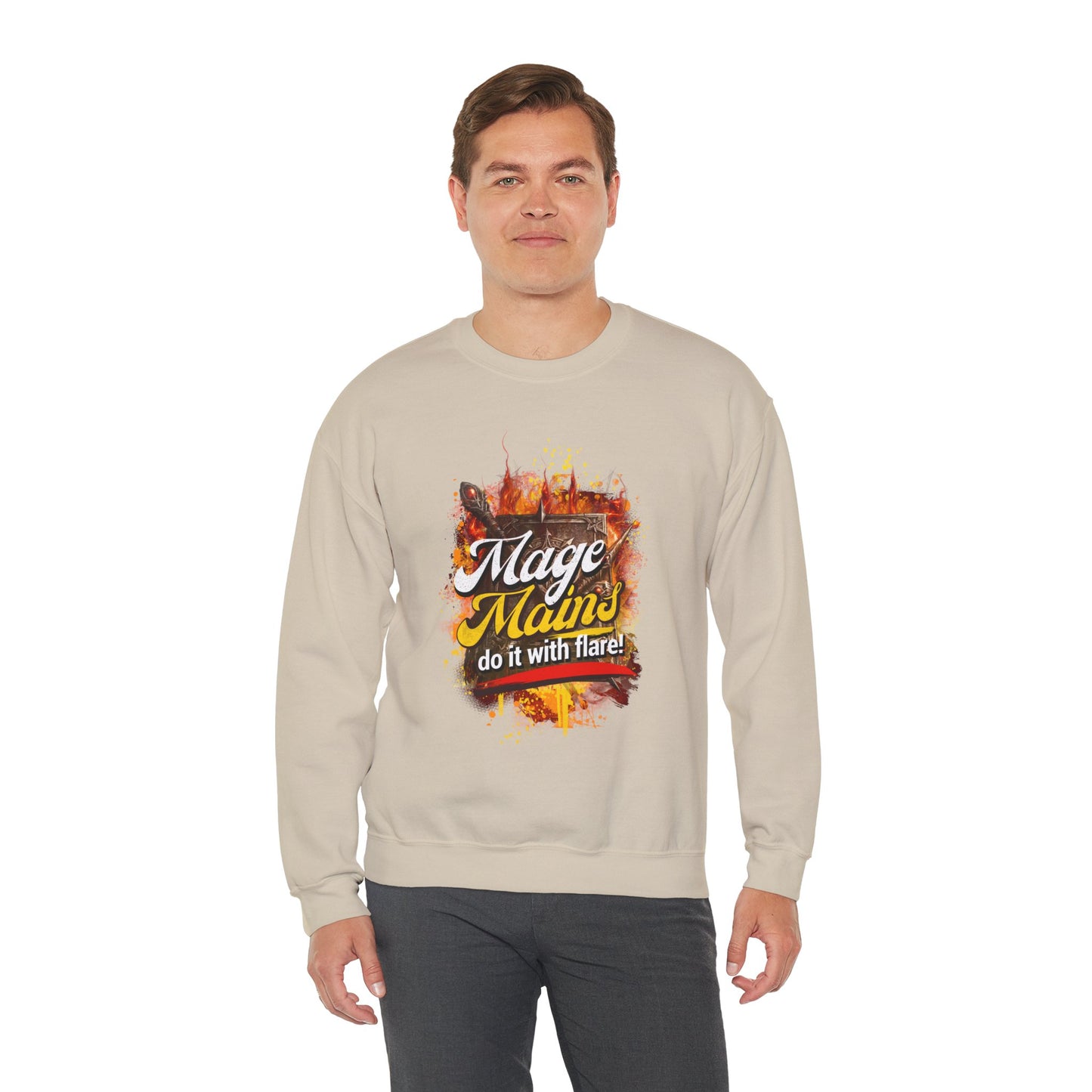 Mage Mains Crewneck Sweatshirt — "Do It With Flare" Fantasy Gamer Pullover