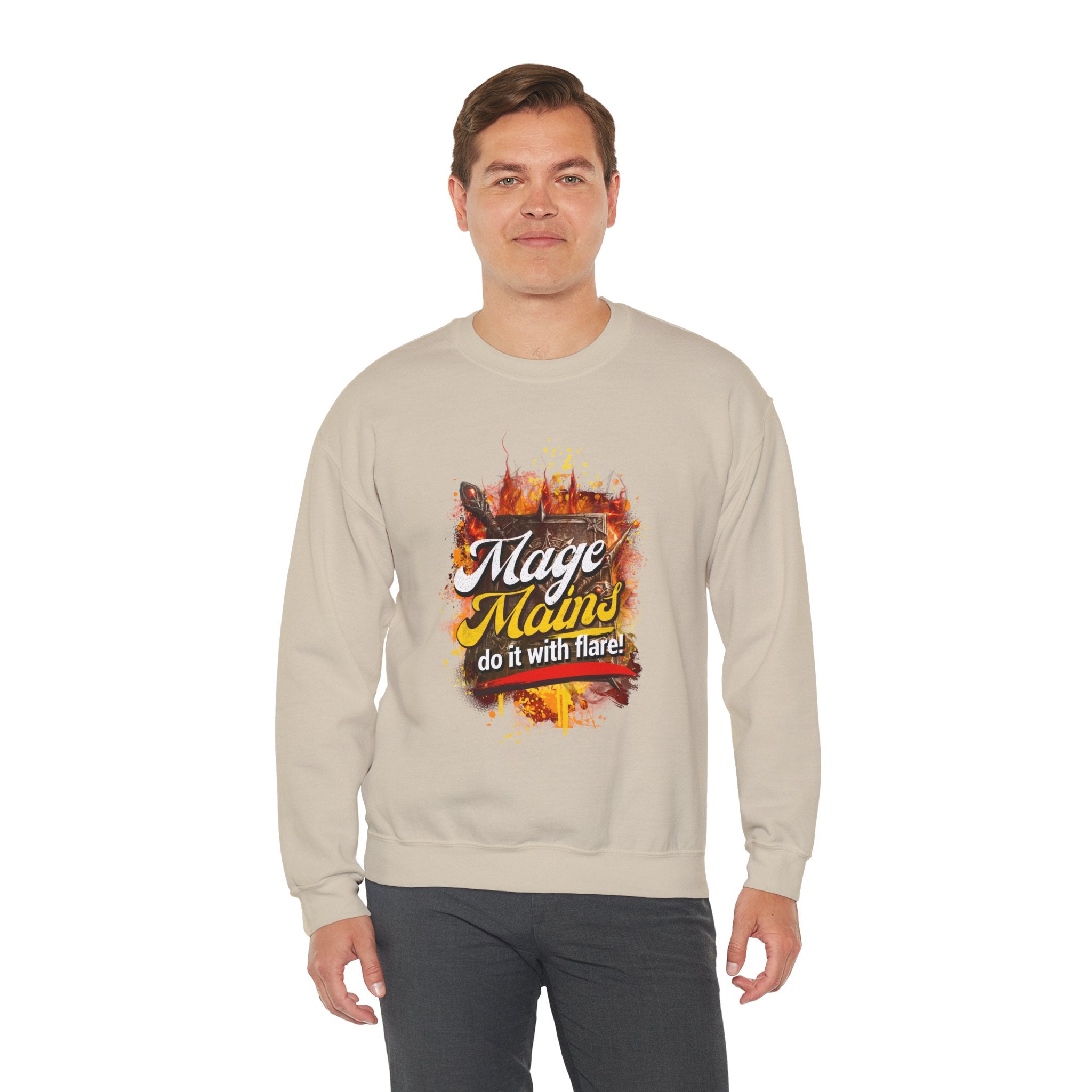 Mage Mains Crewneck Sweatshirt — "Do It With Flare" Fantasy Gamer Pullover