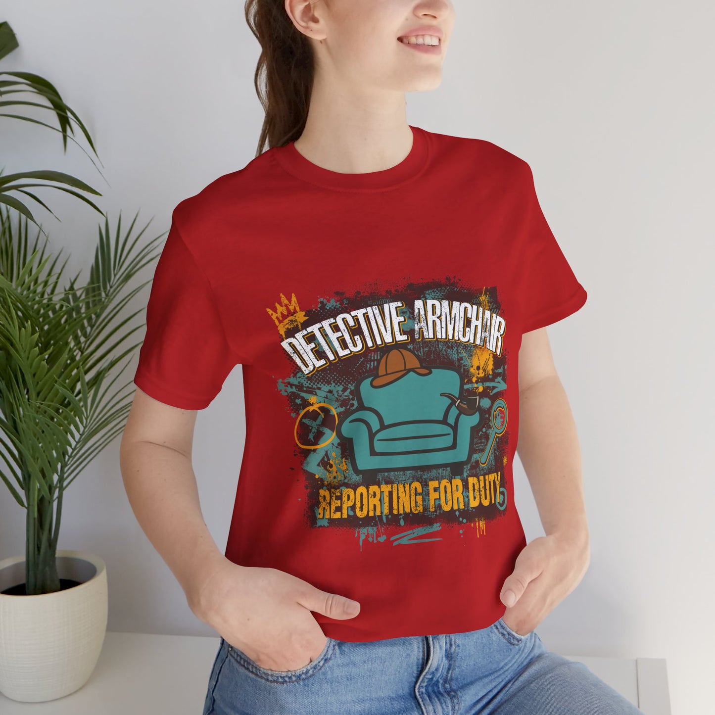 Detective Armchair Reporting for Duty Funny True Crime Graphic T-Shirt