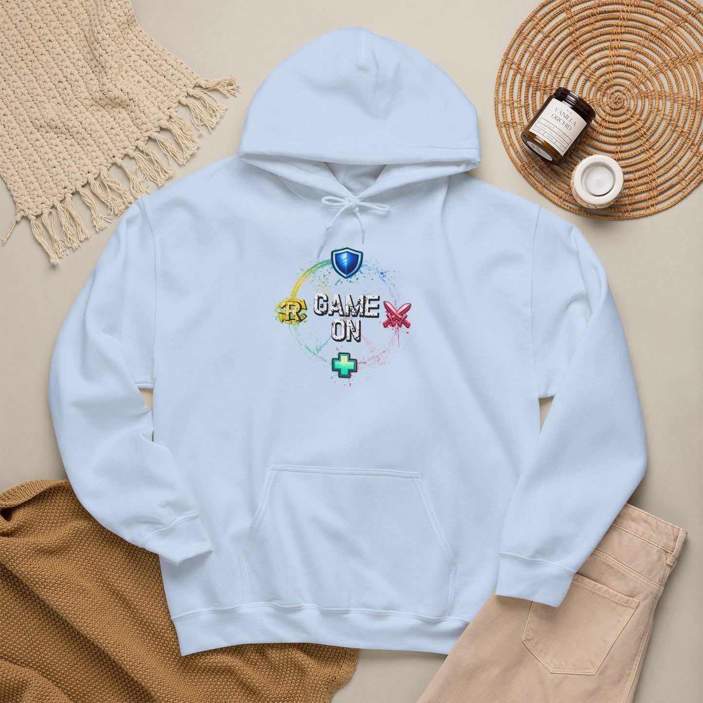 Tank DPS Heal Repeat Hoodie | MMO RPG Gamer Hoodie | Neon Graffiti Gaming Sweatshirt