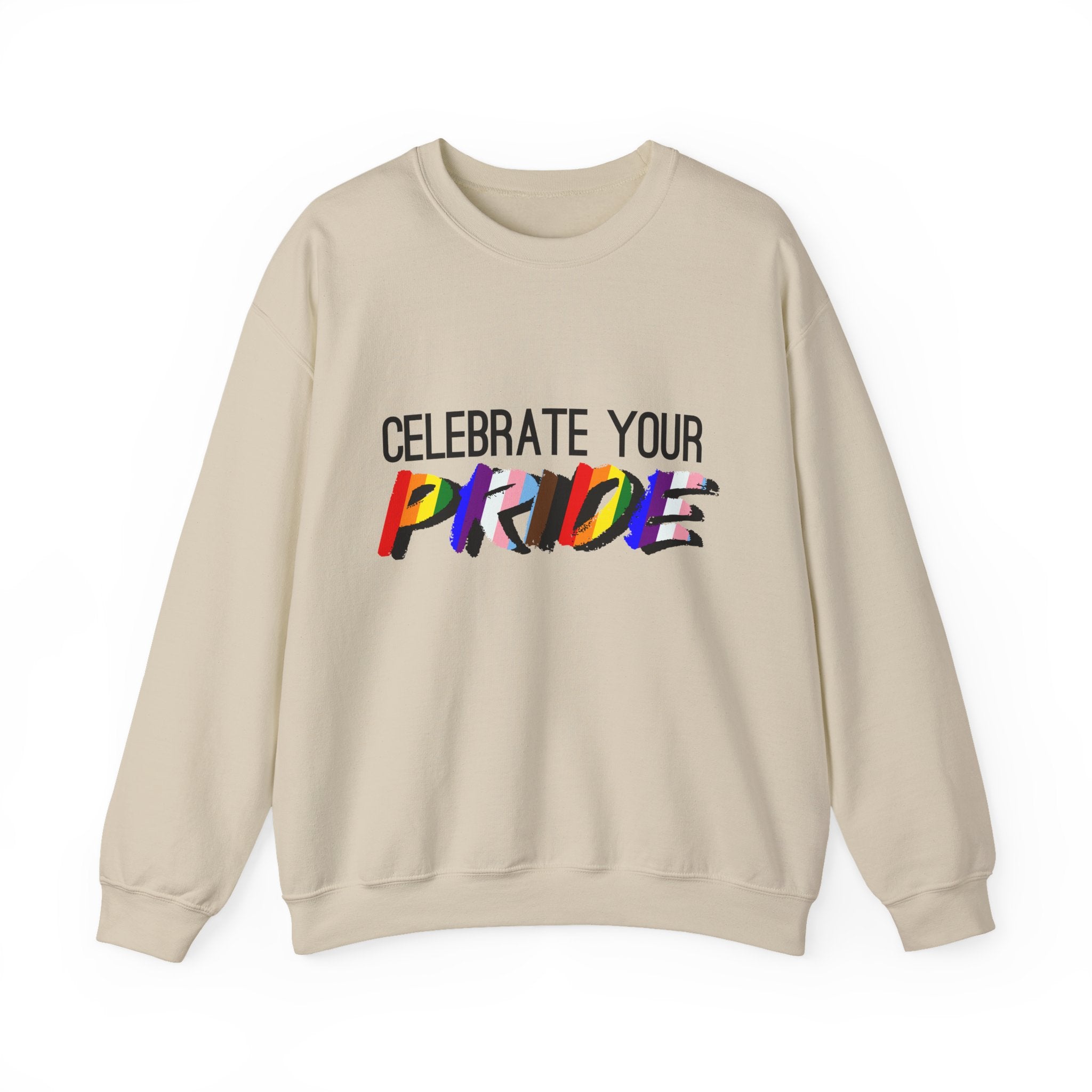Celebrate Your Pride Crewneck Sweatshirt — Rainbow LGBTQ+ Pride Pullover