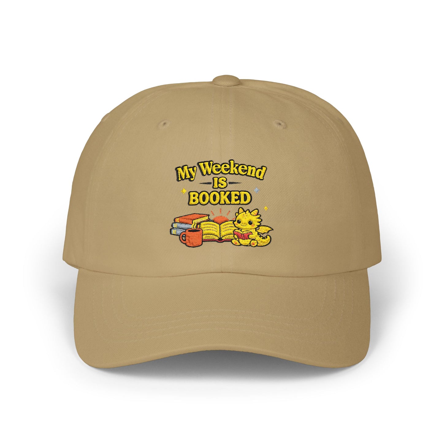 My Weekend Is Booked | Cute Book Dragon Embroidered Dad Cap