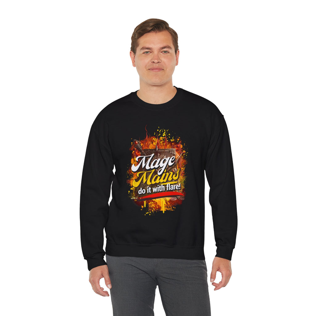 Mage Mains Crewneck Sweatshirt — "Do It With Flare" Fantasy Gamer Pullover