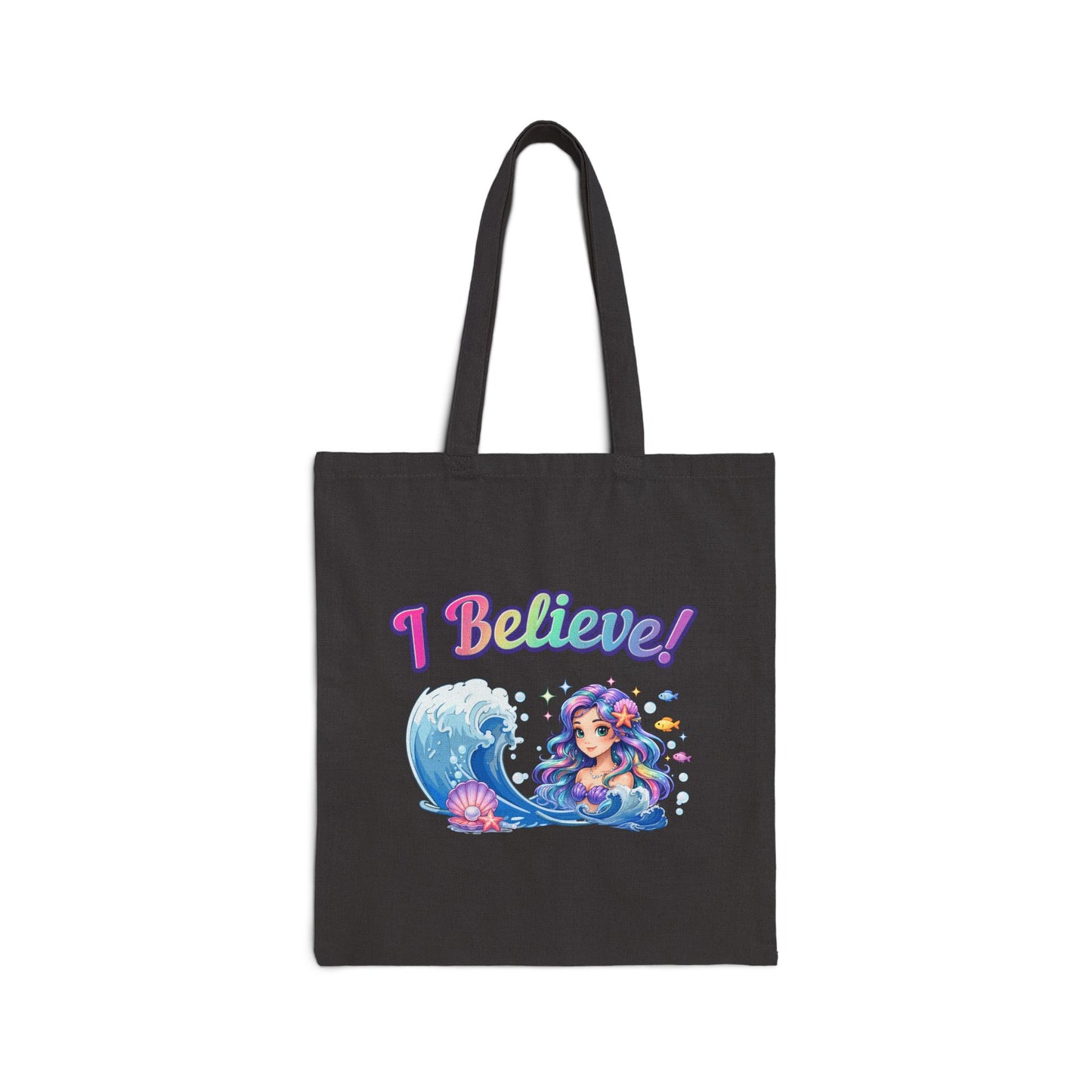 I Believe! Mermaid Cotton Tote Bag | Magical Ocean Fantasy Book Lover Tote