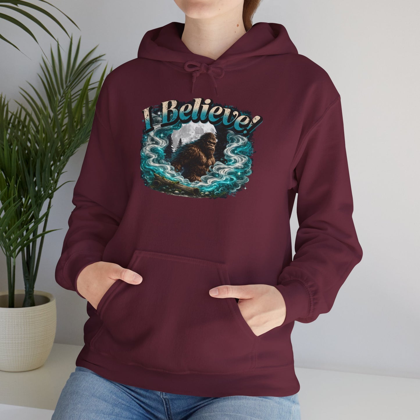 I Believe! Bigfoot Hoodie | Sasquatch Cryptid Wilderness Pullover Sweatshirt