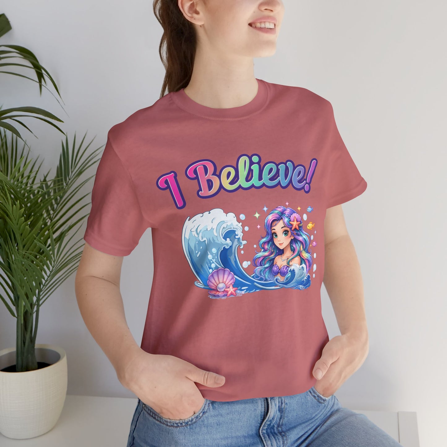 I Believe! Mermaid Fantasy T-Shirt | Magical Ocean Mythical Creature Graphic Tee