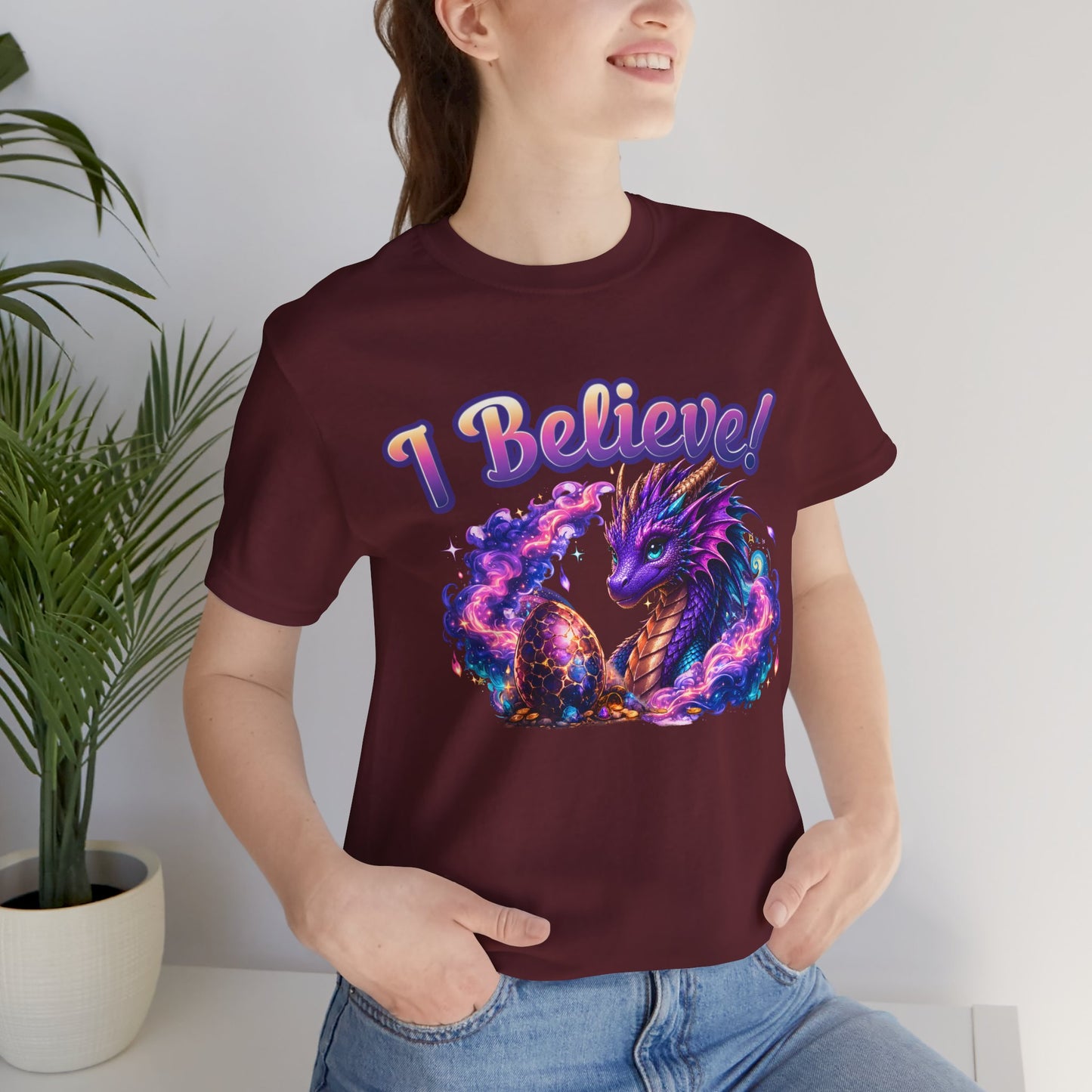 I Believe! Dragon Fantasy T-Shirt | Magical Dragon Egg Mythical Creature Graphic Tee