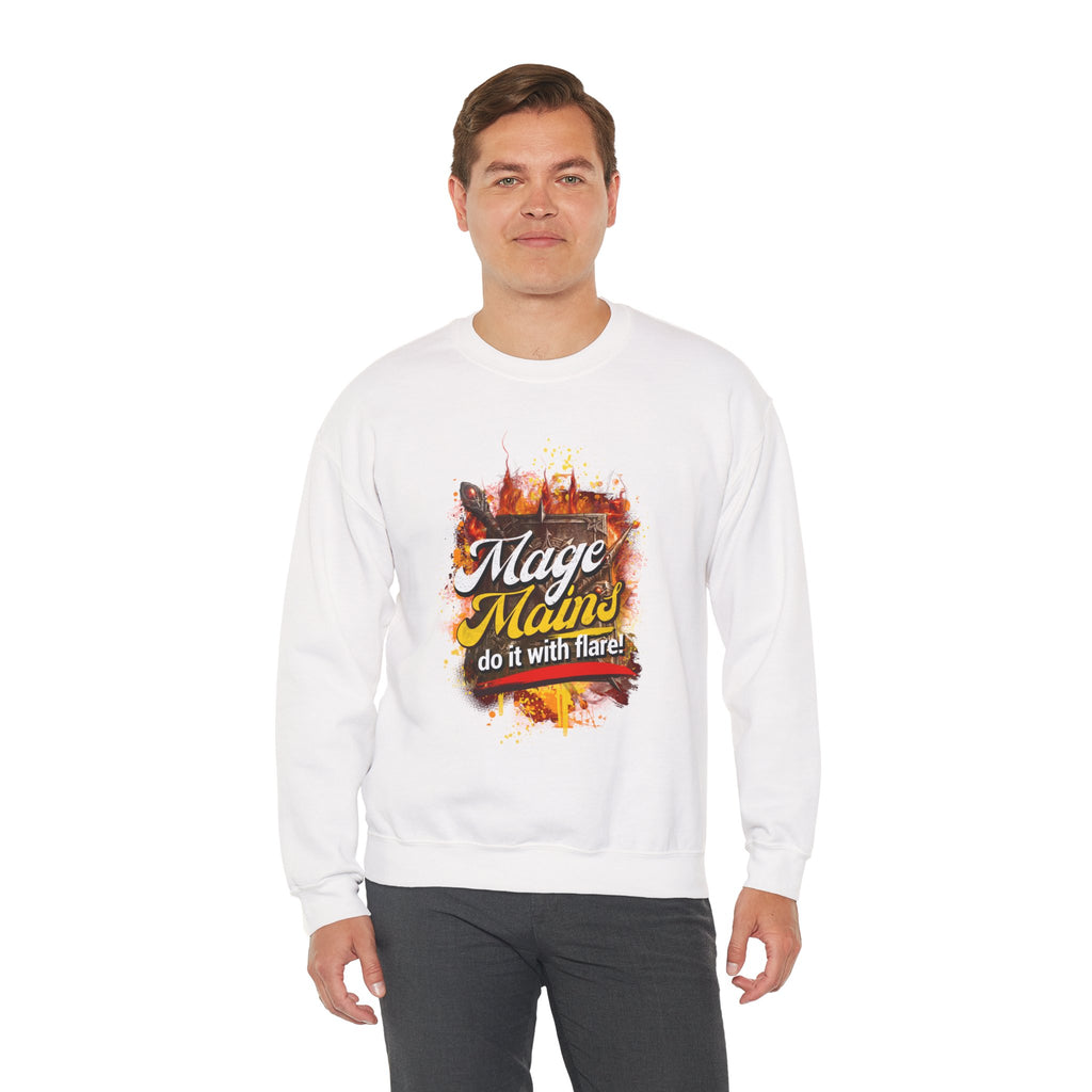 Mage Mains Crewneck Sweatshirt — "Do It With Flare" Fantasy Gamer Pullover