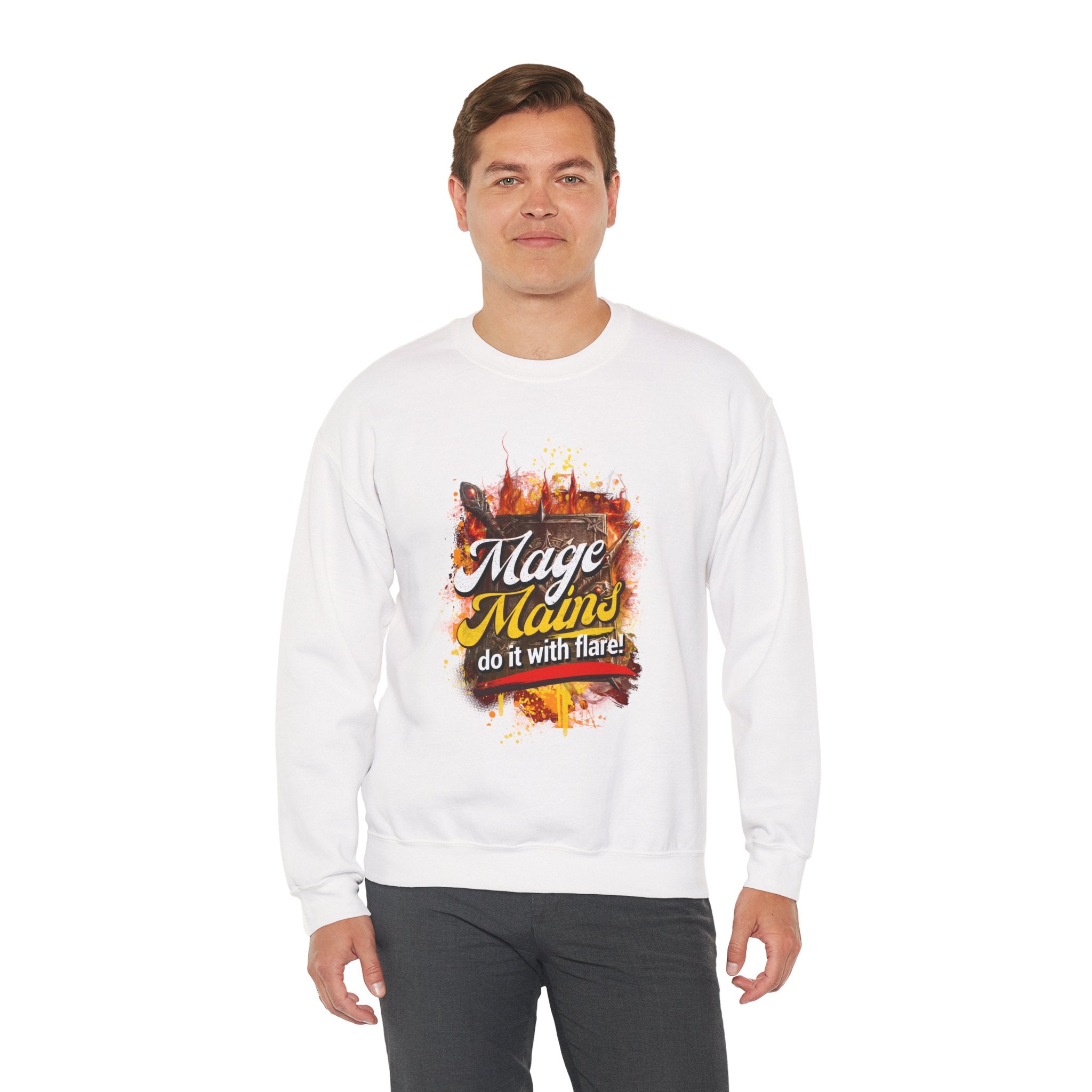 Mage Mains Crewneck Sweatshirt — "Do It With Flare" Fantasy Gamer Pullover