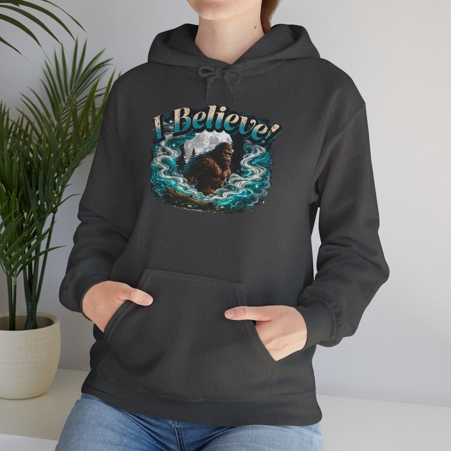 I Believe! Bigfoot Hoodie | Sasquatch Cryptid Wilderness Pullover Sweatshirt